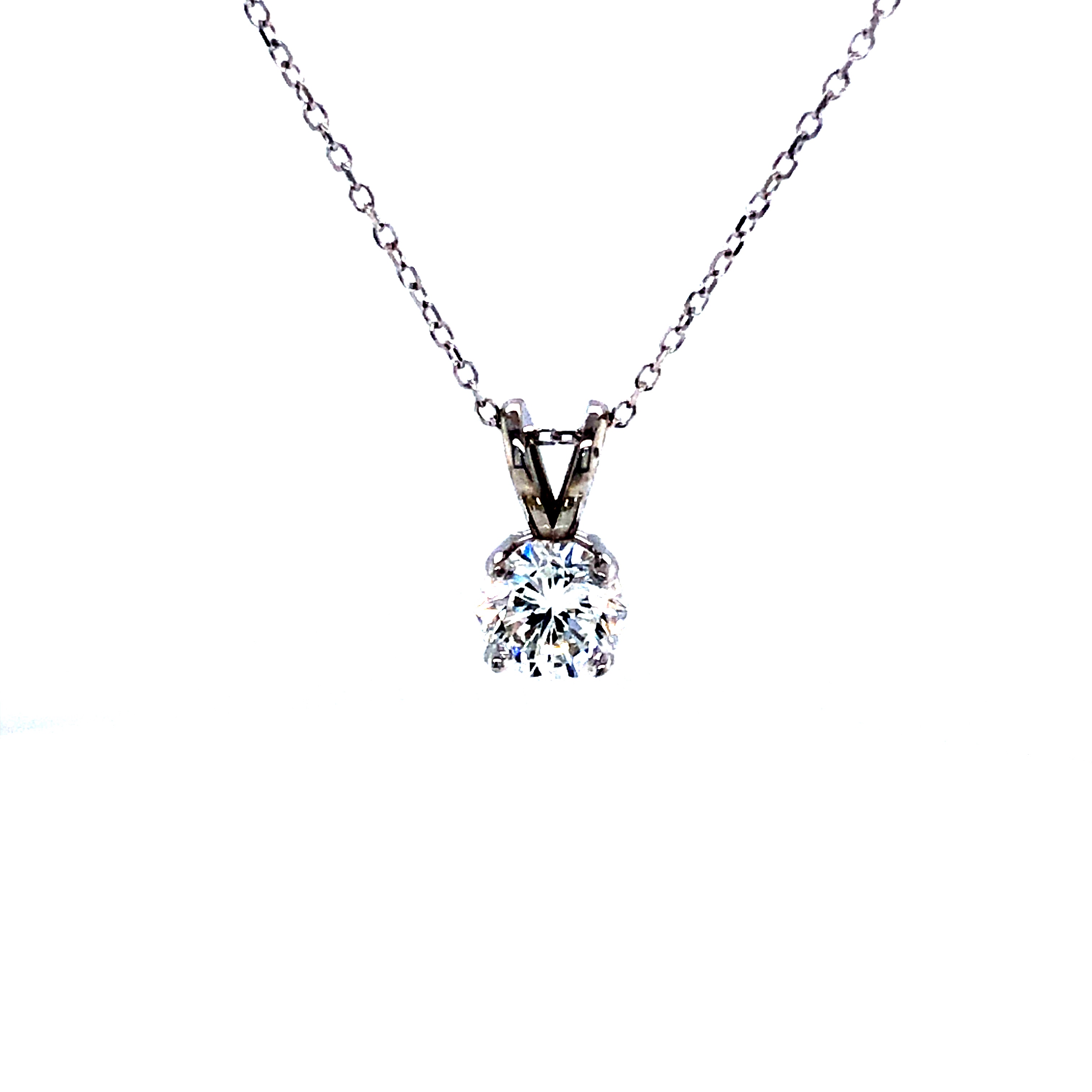 14k Gold Diamond Solitaire Pendant Neckalce