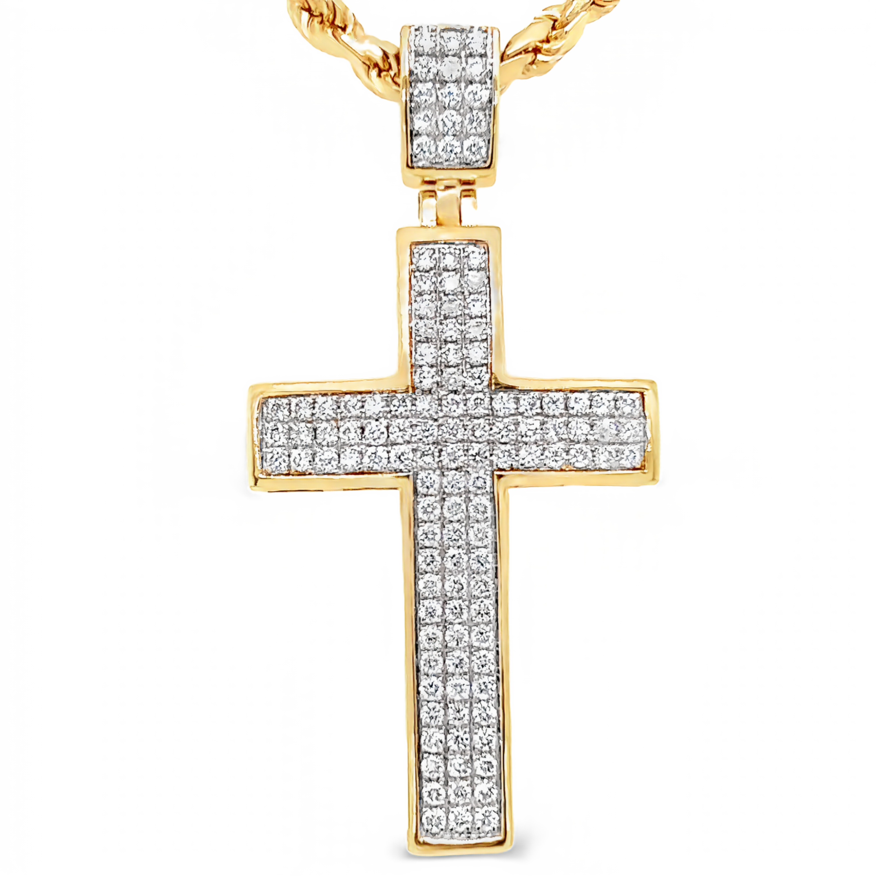 10k Gold Diamond Cross Pendant Necklace