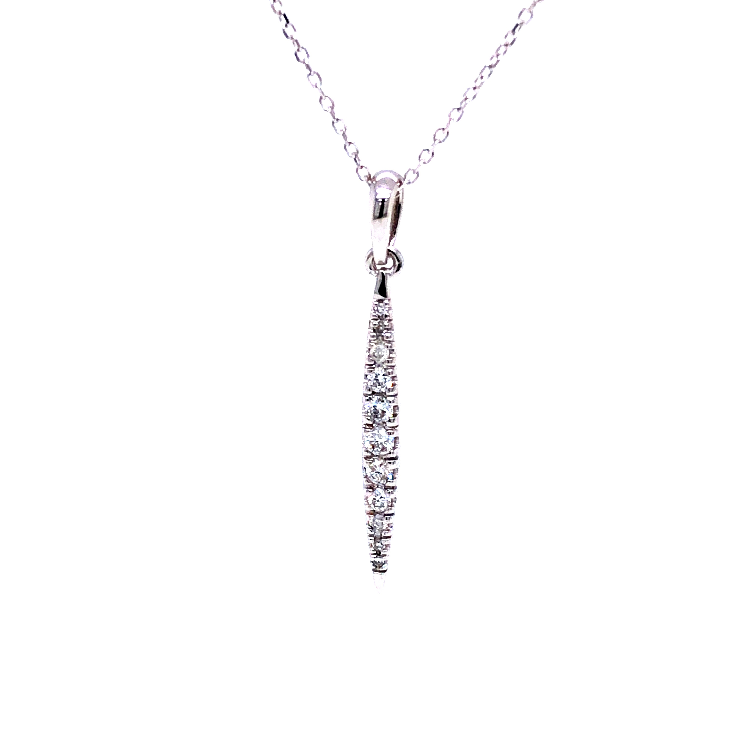 14 Karat White Gold Pendant With 11=0.15TW Round Brilliant G SI Diamonds 18"