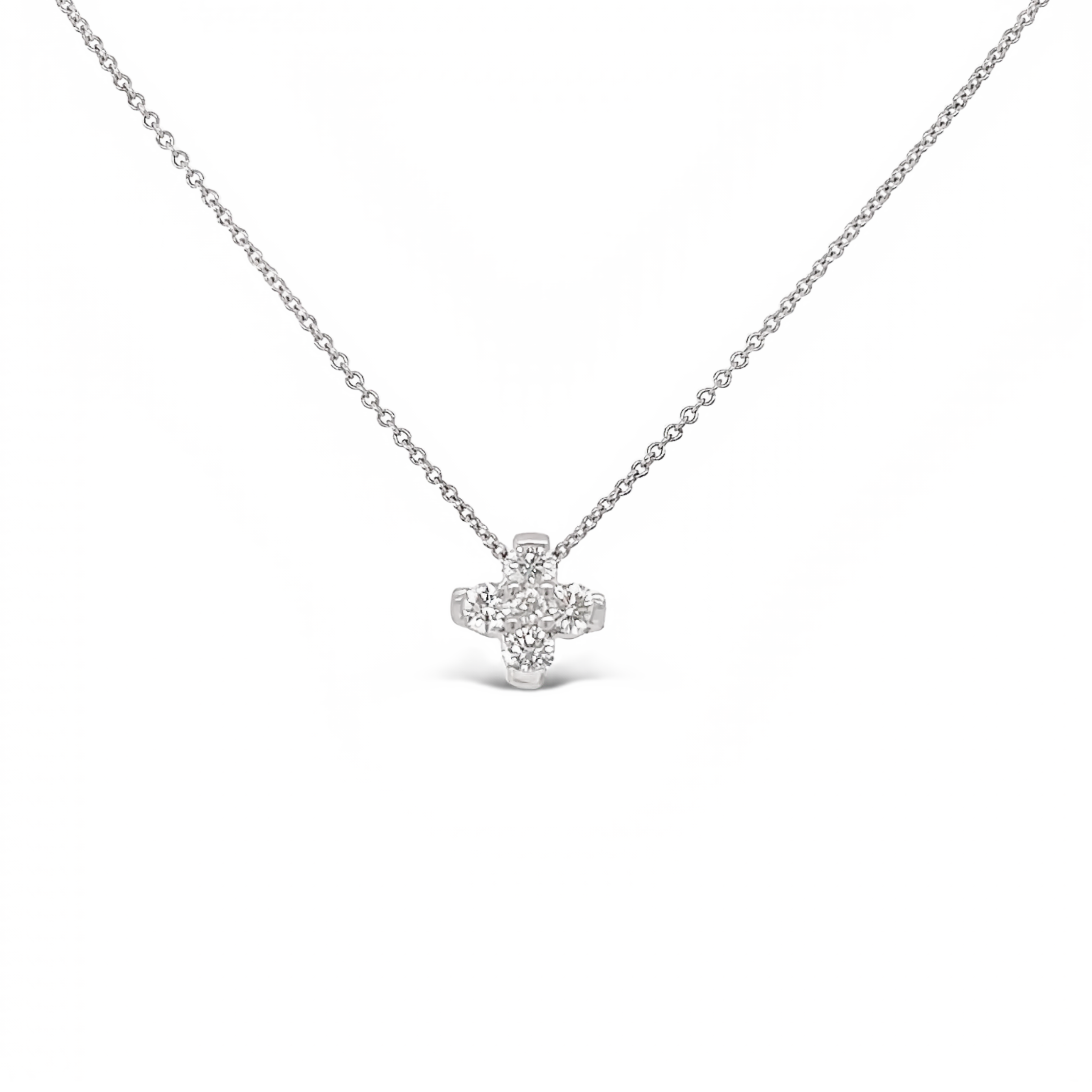 14 Karat white gold Cluster Pendant with 5=0.43tw Round Brilliant G VS Diamonds