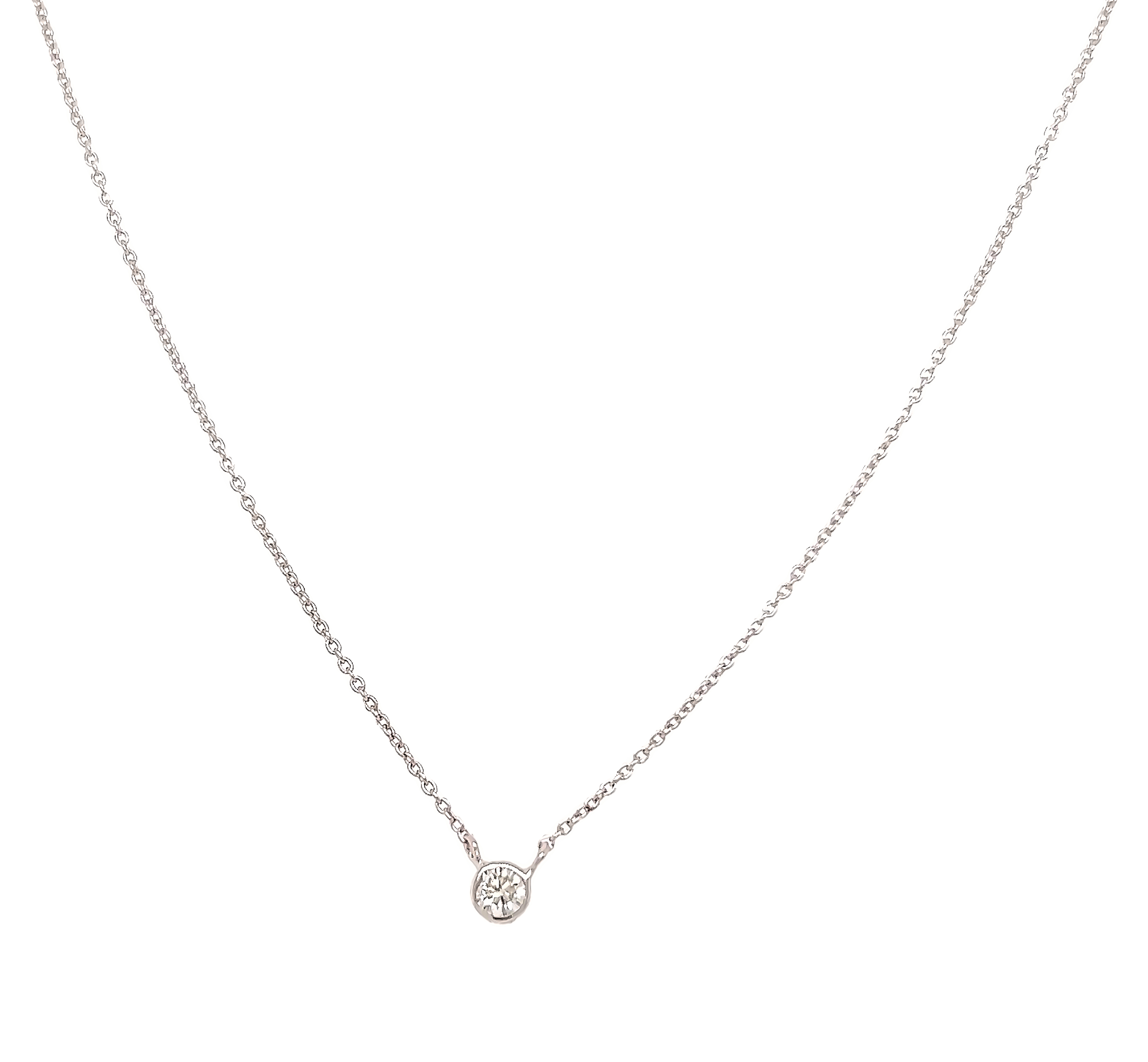 White 14 Karat Rd Solitaire Pendant Length 18 one 0.10ct Round Brilliant G VS Diamond