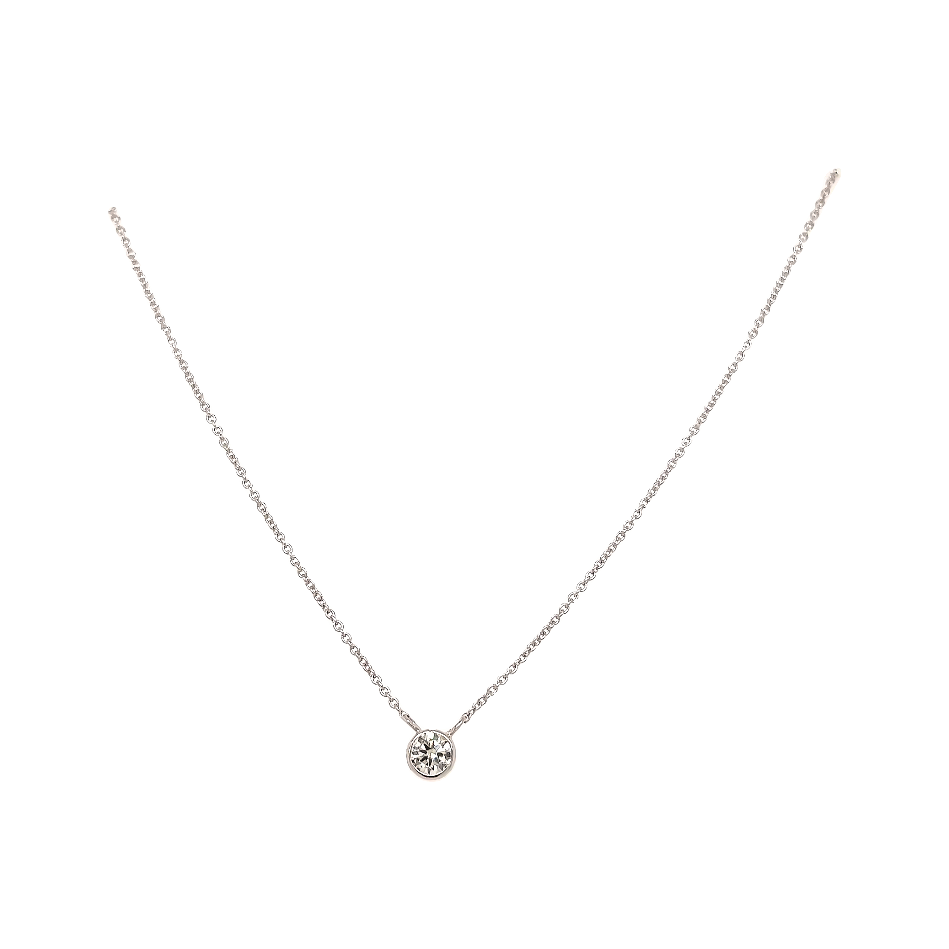 White 14 Karat Rd Solitaire Pendant Length 18 one 0.20ct Round Brilliant G VS Diamond