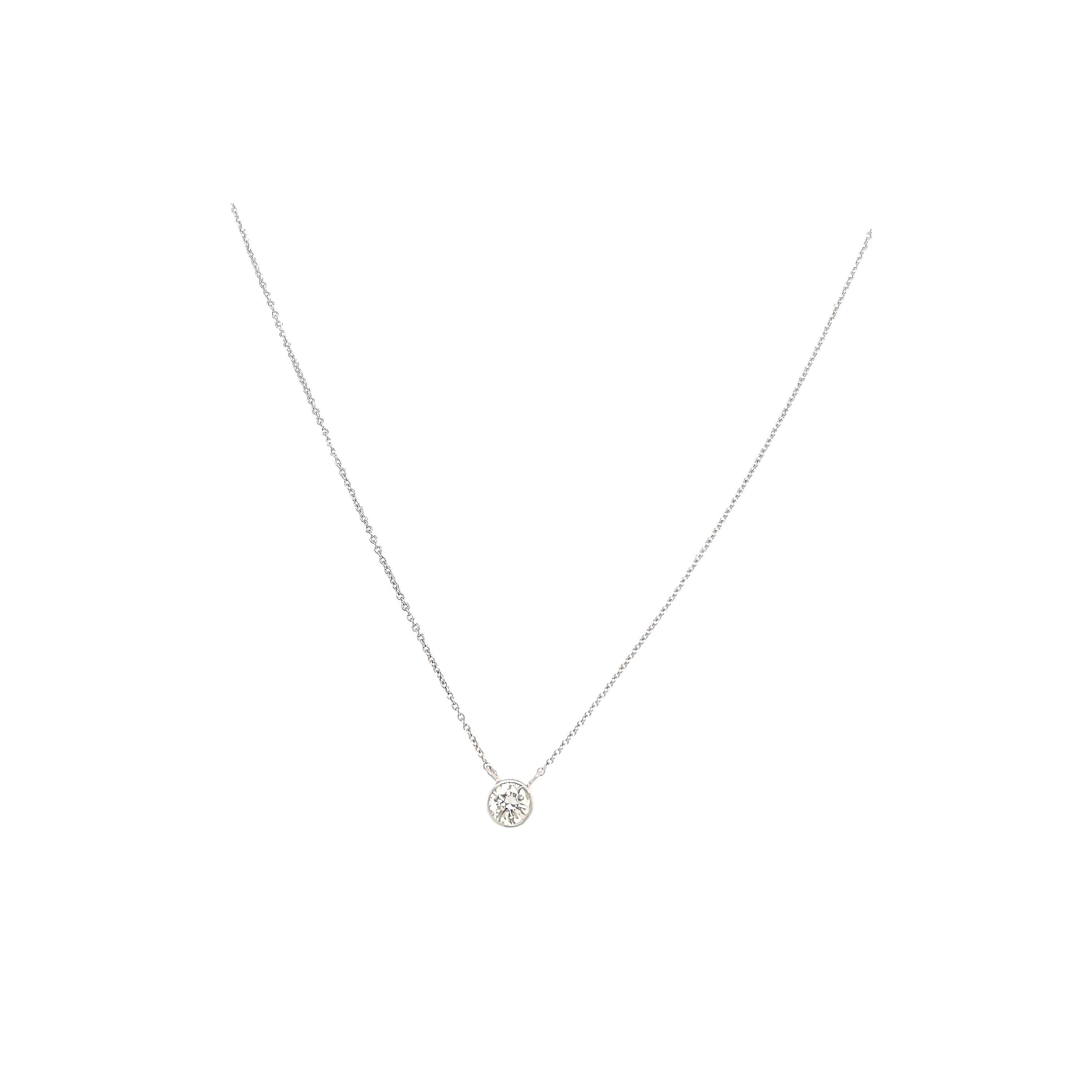 White 14 Karat Rd Solitaire Pendant one 0.40ct Round Brilliant G SI Diamond