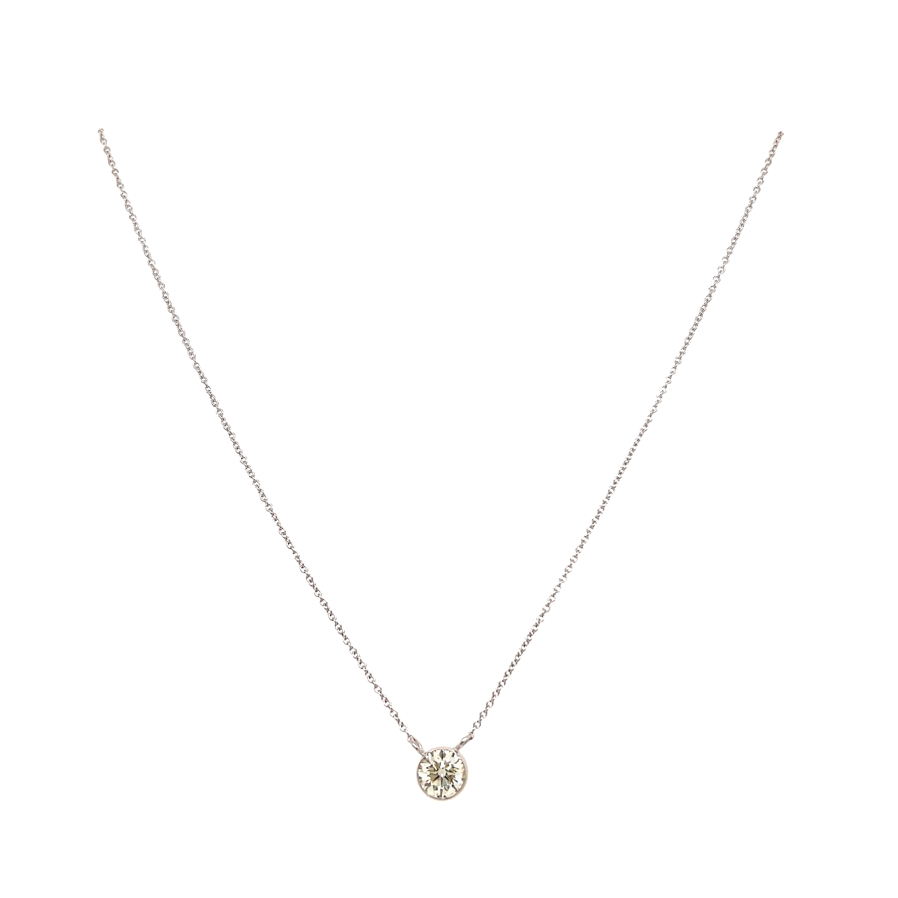 White 14 Karat Rd Solitaire Pendant one 0.50ct Round Brilliant G SI Diamond