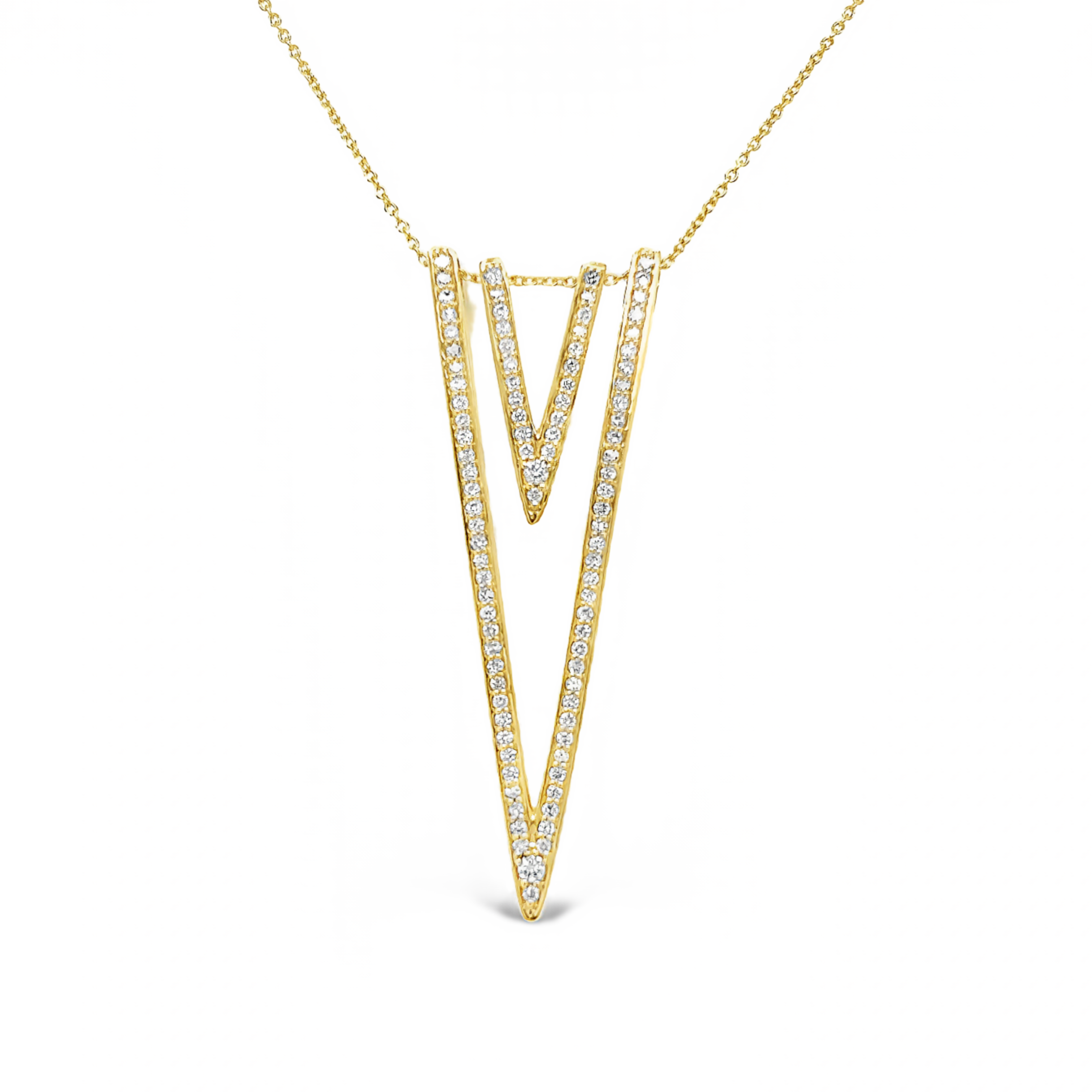 Yellow 14 Karat Free Form Pendant With 94=0.65Tw Round Brilliant G SI Diamonds