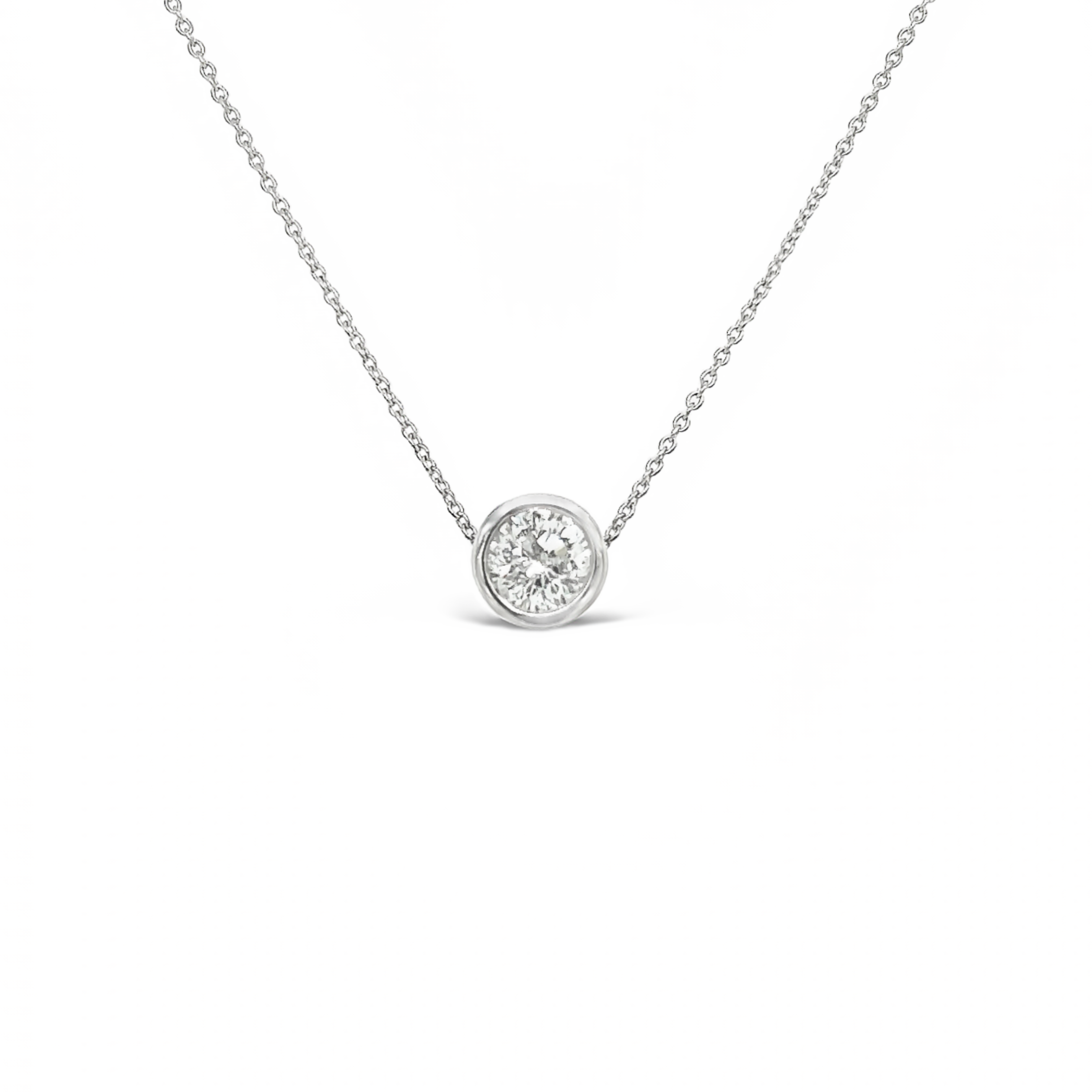 White 14 Karat Round Solitaire Pendant With One 0.75Ct Round Brilliant G I2 Diamond