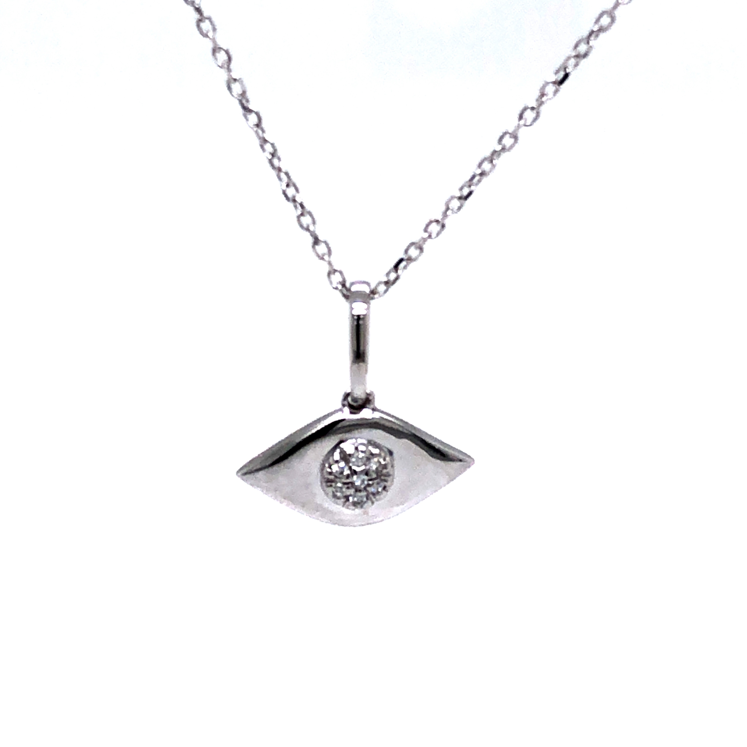 14k Gold Diamond Eye Pendant Necklace