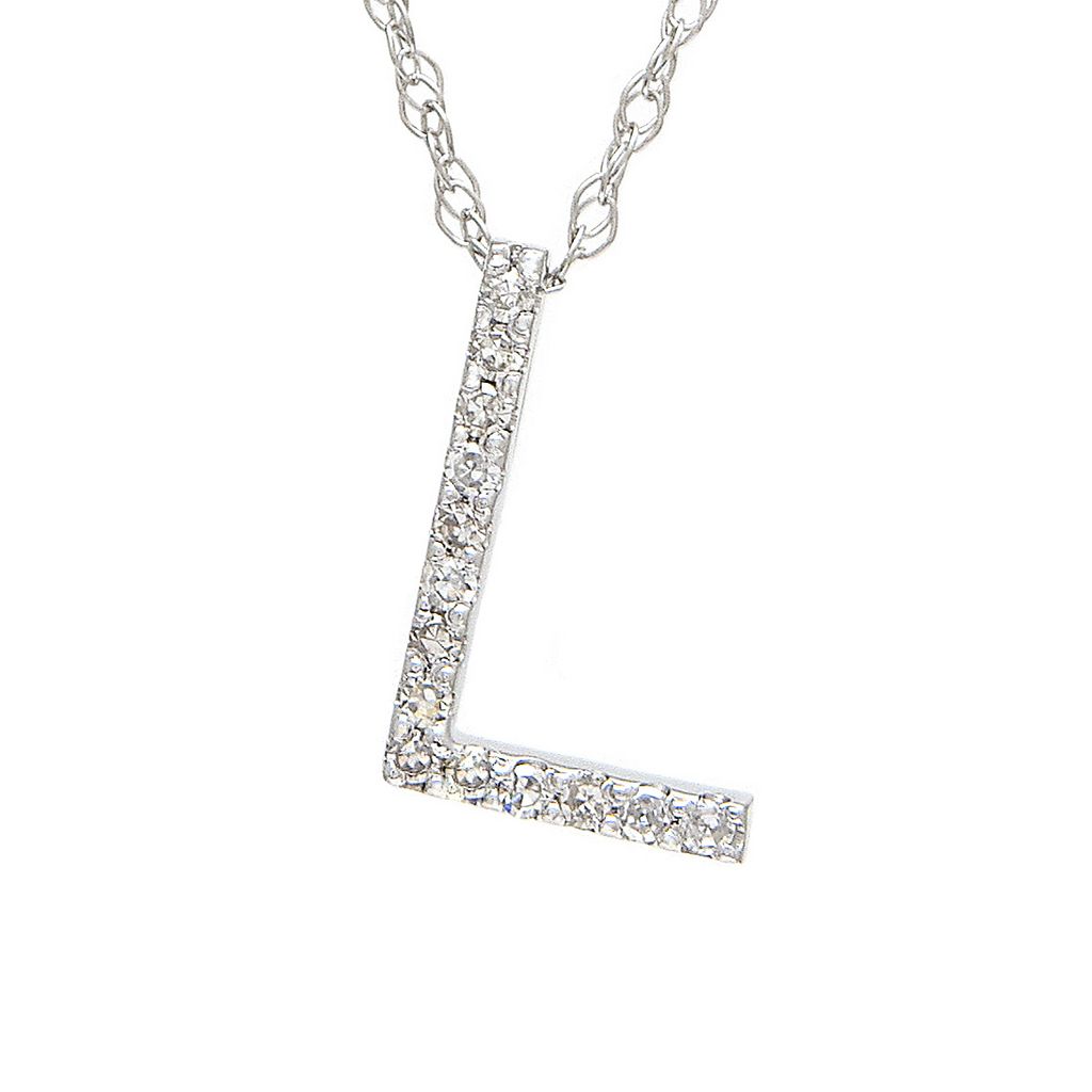 14k Gold Diamond Letter L Pendant Necklace