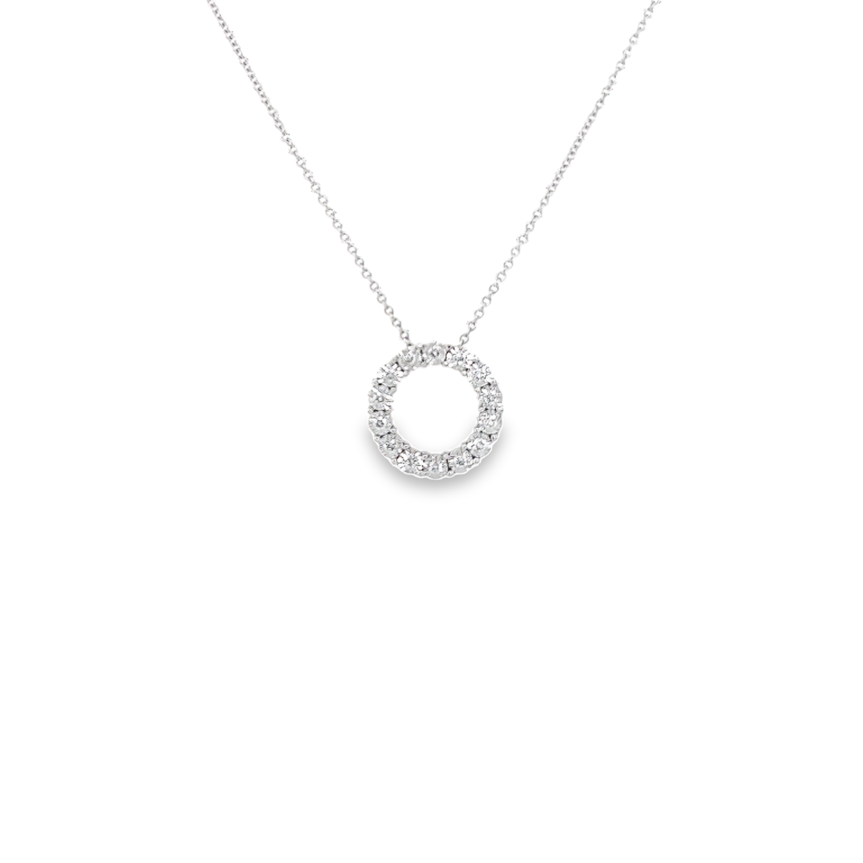 14k Gold Diamond Circle Pendant Necklace