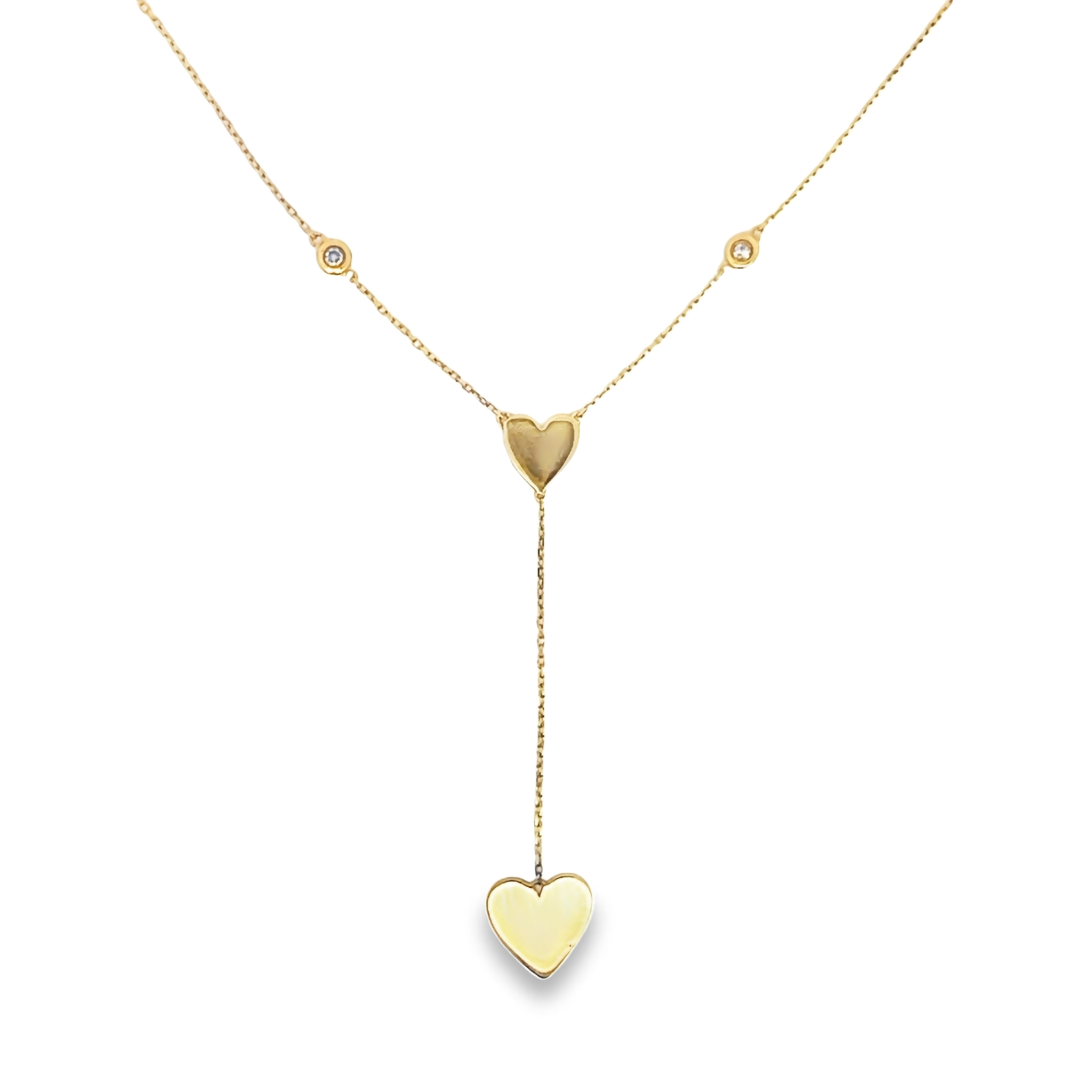 14k Gold Diamond Heart Lariat Necklace