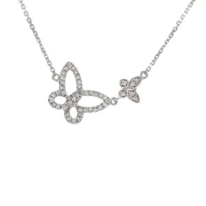 14 Karat white gold butterfly pendant with 43=0.15 total weight Single Cut G I Diamonds