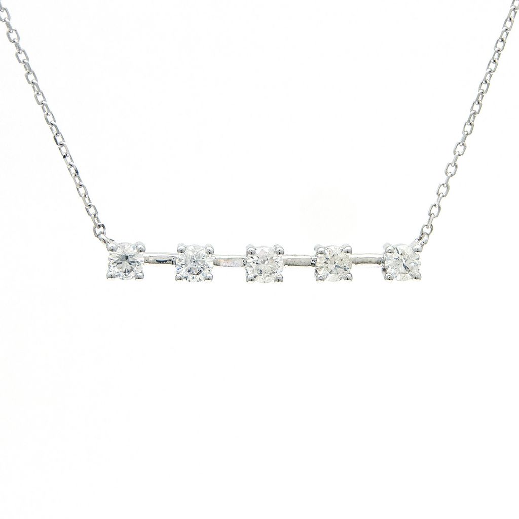 14k Gold Diamond Bar Pendant Necklace