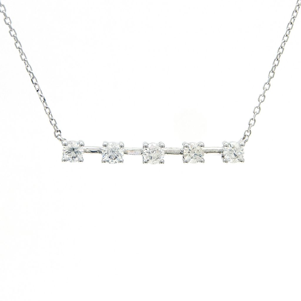 14 Karat White Gold Bar Pendant With 5=0.25tw Round Brilliant G I Diamonds