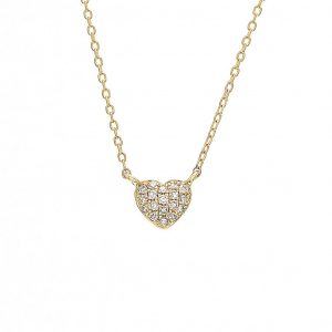 14 Karat yellow gold heart pendant with 18=0.06Tw Single Cut G I Diamonds