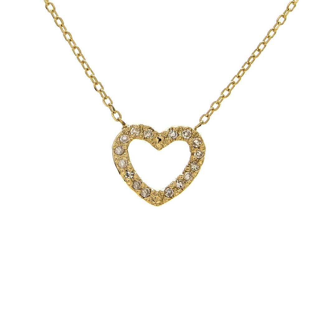 14 karat yellow gold heart pendant with 16=0.05Tw Single Cut G I Diamonds