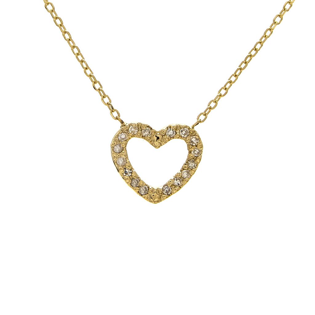 14 karat yellow gold heart pendant with 16=0.05Tw Single Cut G I Diamonds
