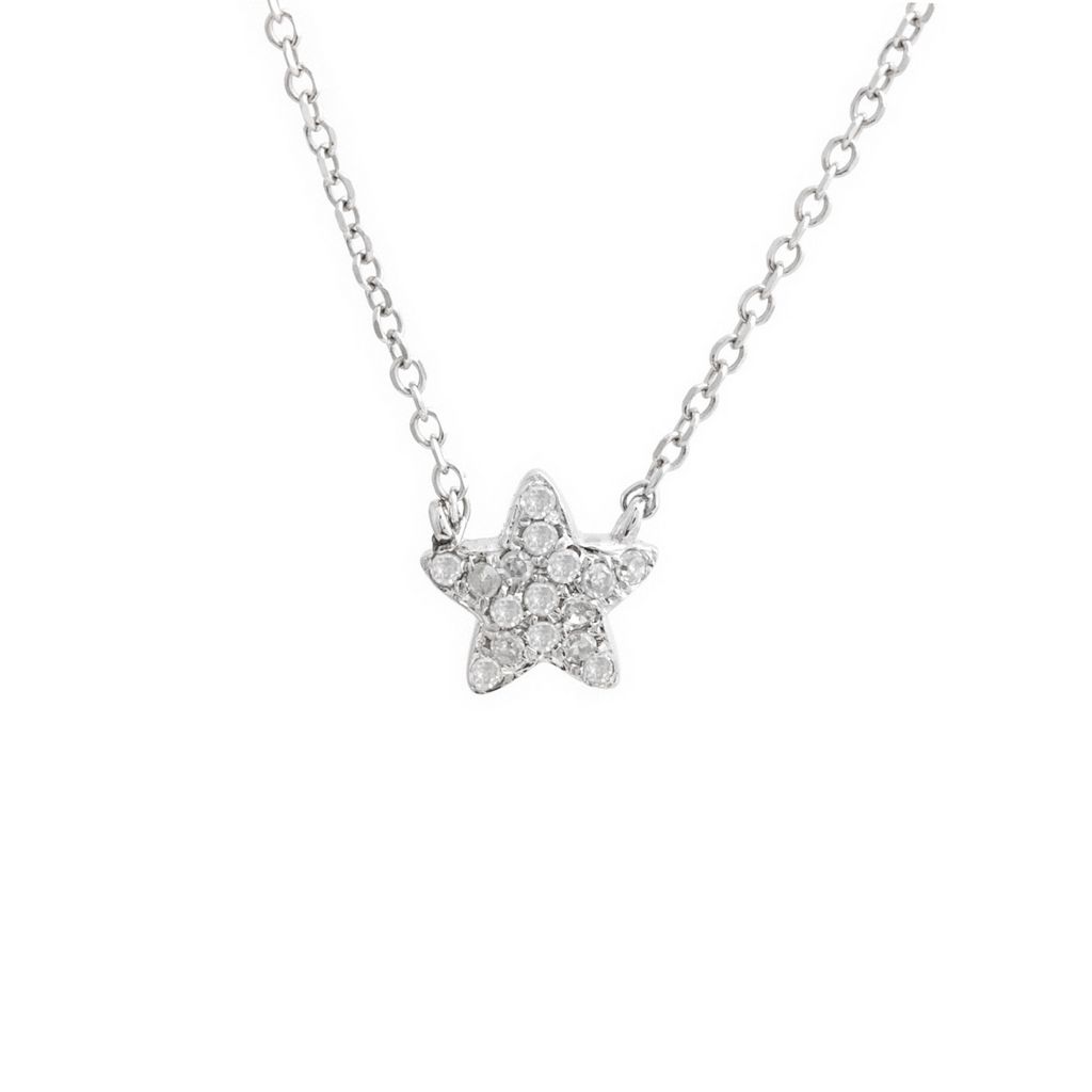 14 Karat white gold mini star pendant with 16=0.05Tw Single Cut G I Diamonds