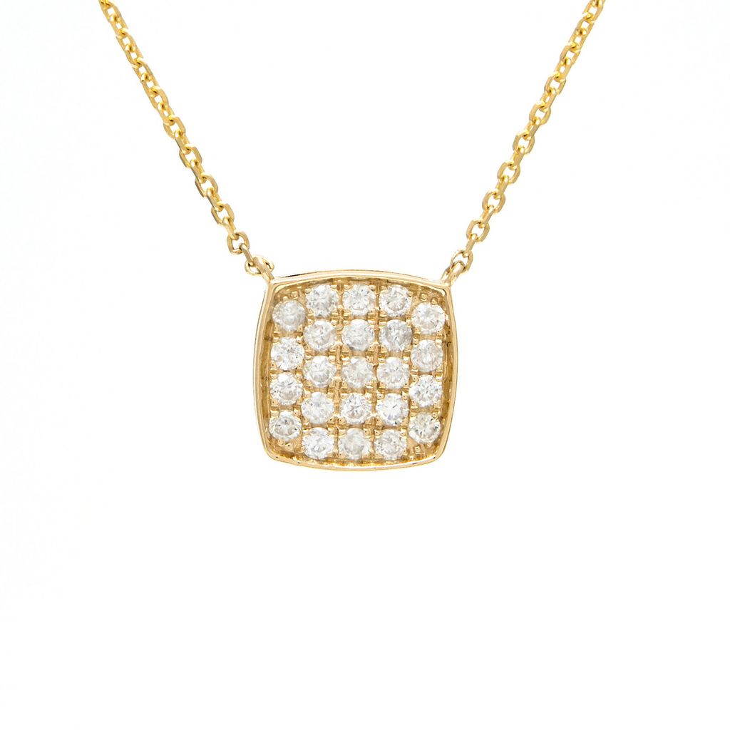 14 Karat yellow gold cluster pendant With 23=0.25Tw Round Brilliant G I Diamonds