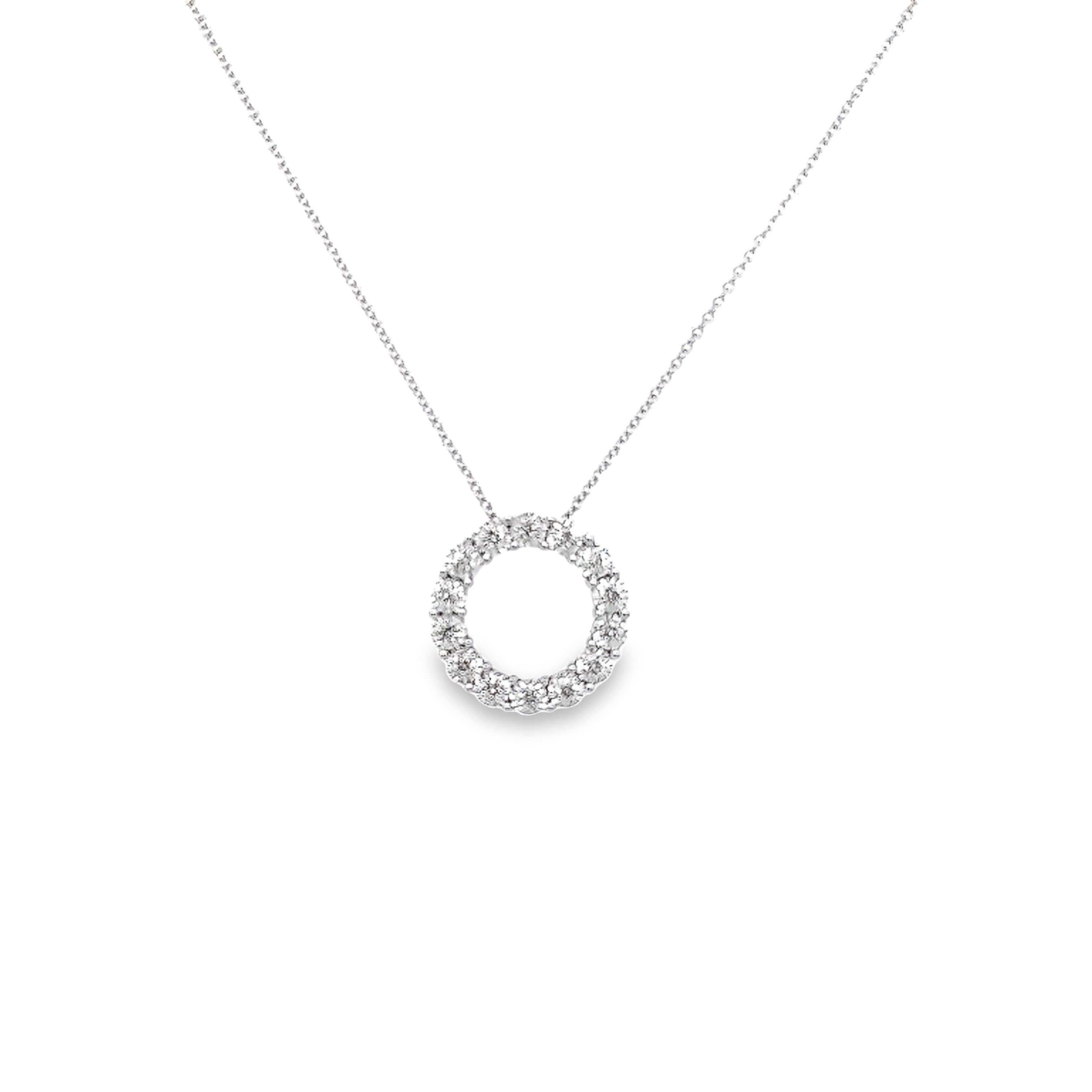 14 Karat white gold circle pendant with 14=0.33 total weight Round Brilliant G SI Diamonds