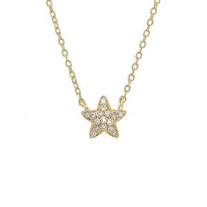 14k Gold Diamond Star Pendant Necklace