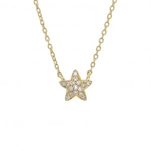 14 Karat yellow gold star pendant with 16=0.05Tw Single Cut G I Diamonds