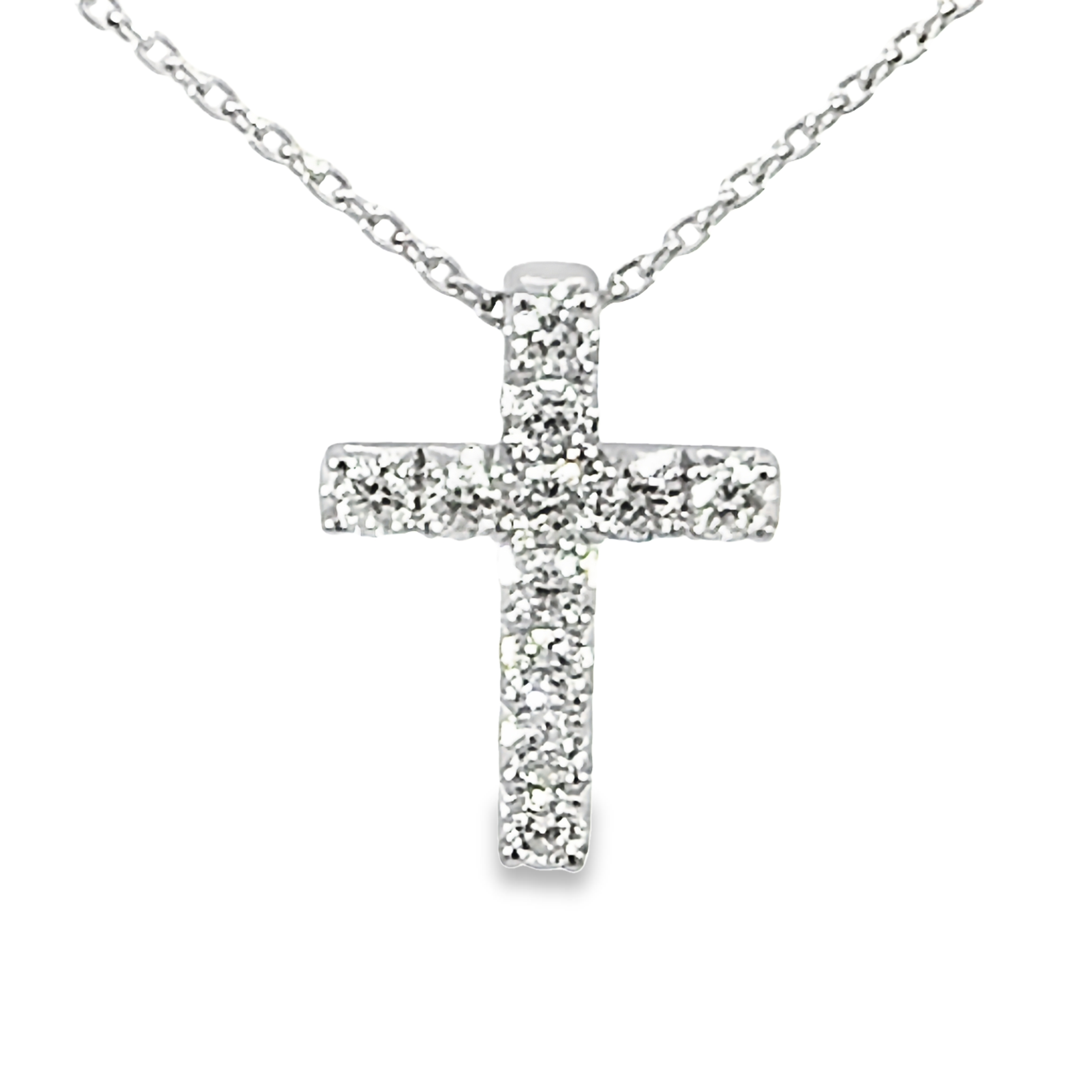 14k Gold Diamond Cross Pendant Necklace