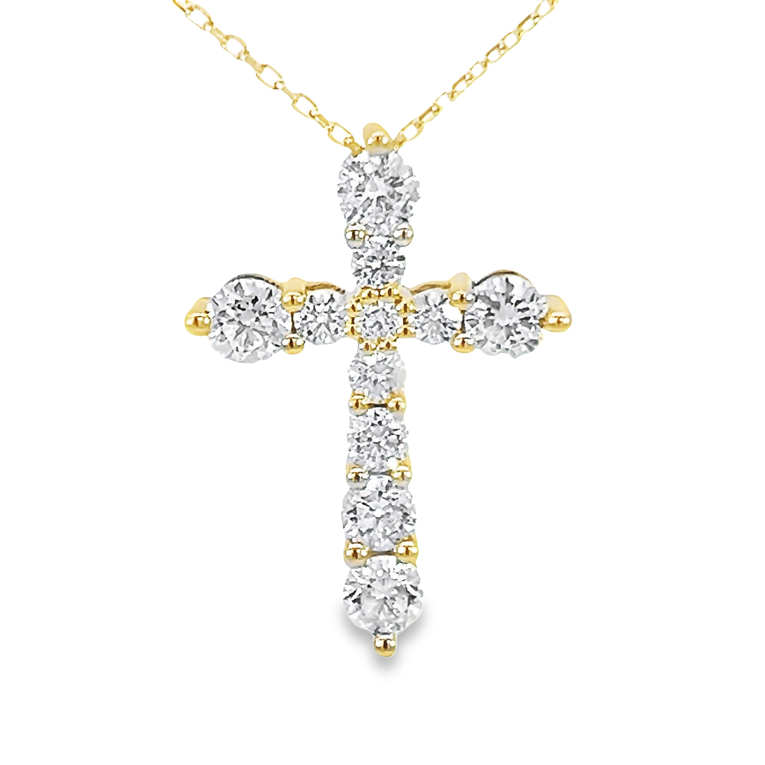 14k Gold Diamond Cross Pendant Necklace