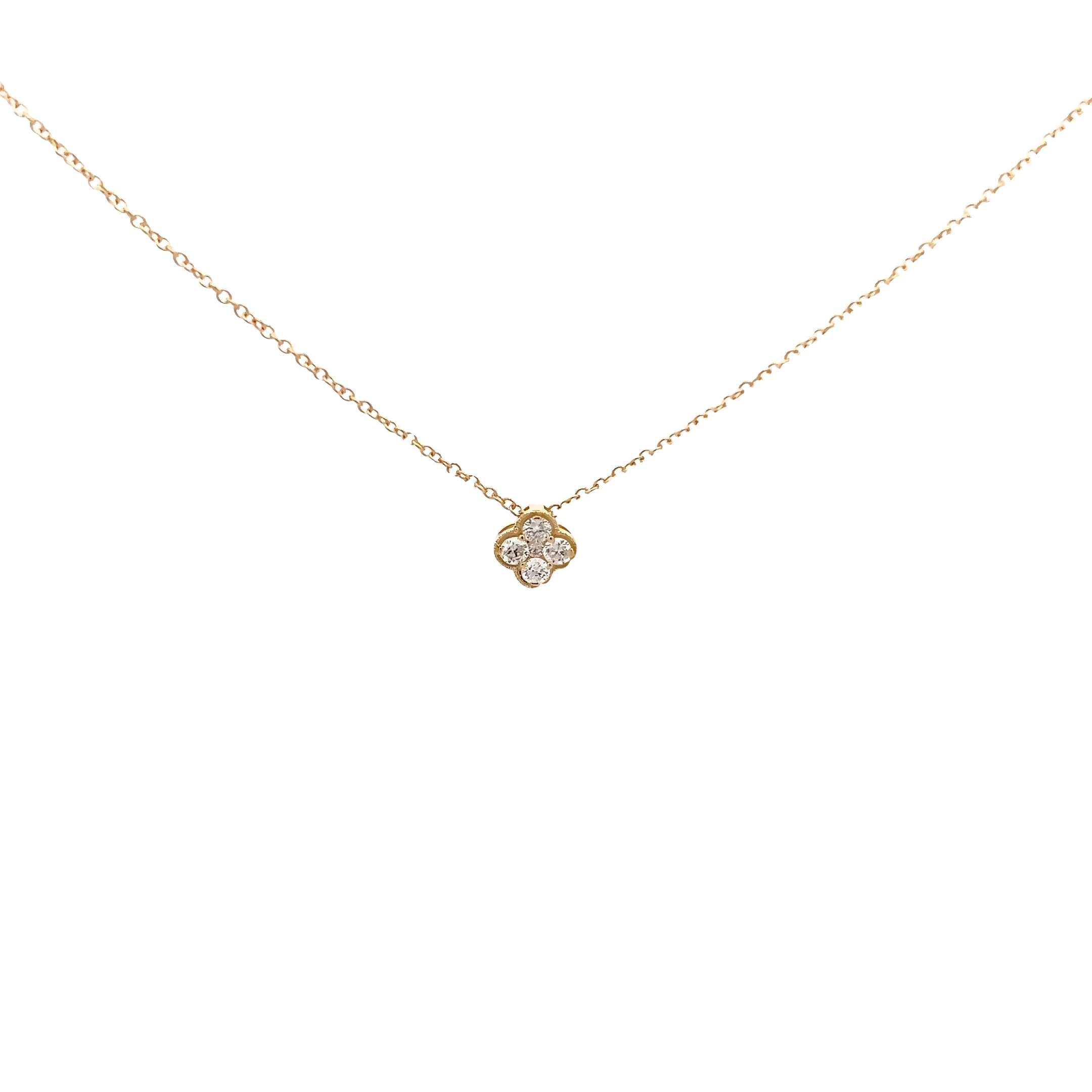 14 Karat yellow gold clover pendant with 5=0.26 total weight round brilliant G SI Diamonds