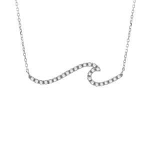 14 Karat white gold wave pendant with 0.10 total weight Single Cut G I Diamonds