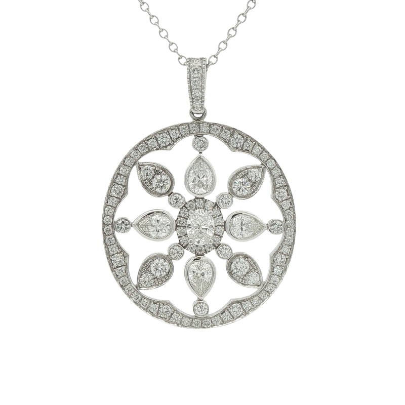 Platinum Diamond Statement Pendant Necklace