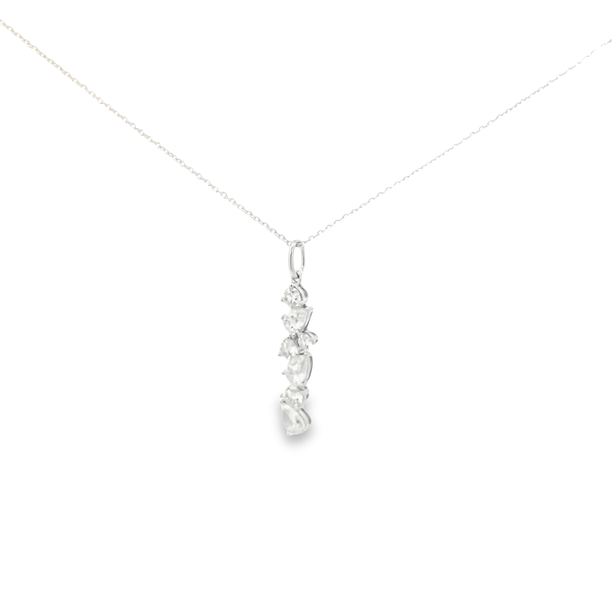 14 karat white gold cluster pendant with 7=1.35 total weight various shapes G SI Diamonds