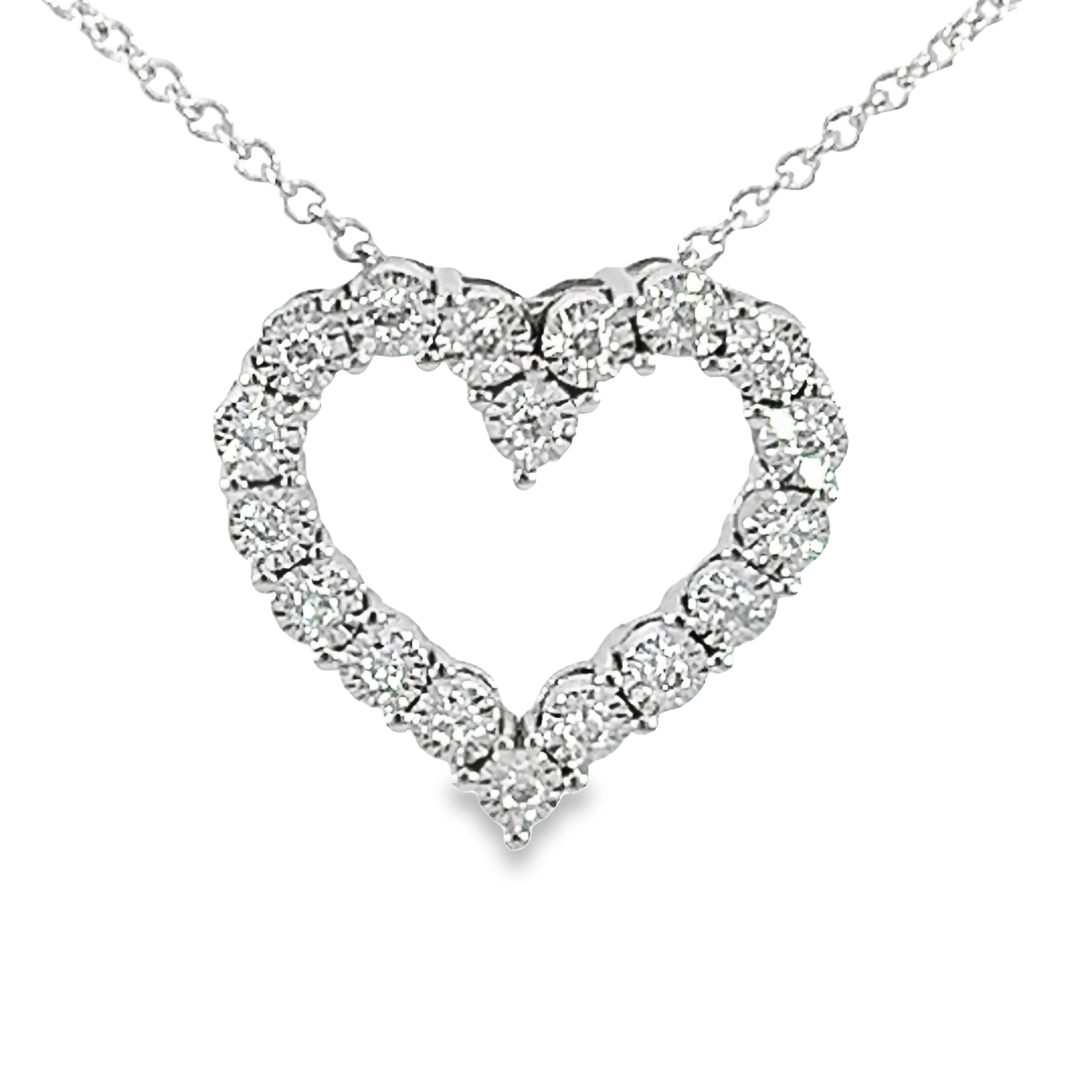 14k White Gold Diamond Heart Necklace