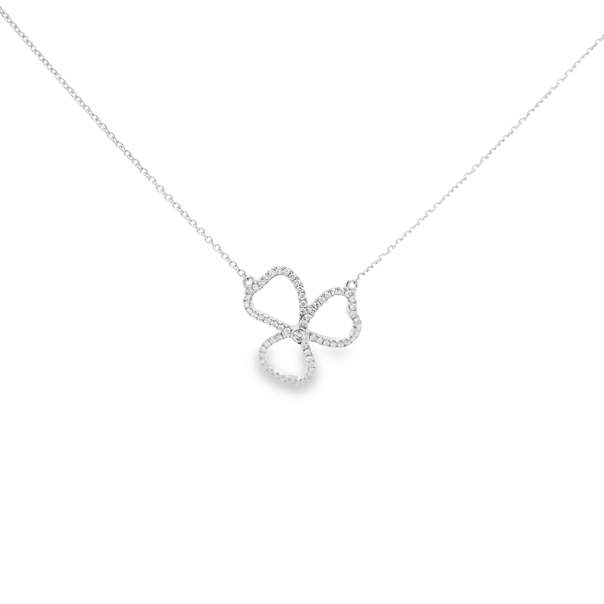 14 karat white gold flower pendant with 66=0.42 total weight round brilliant G VS Diamonds