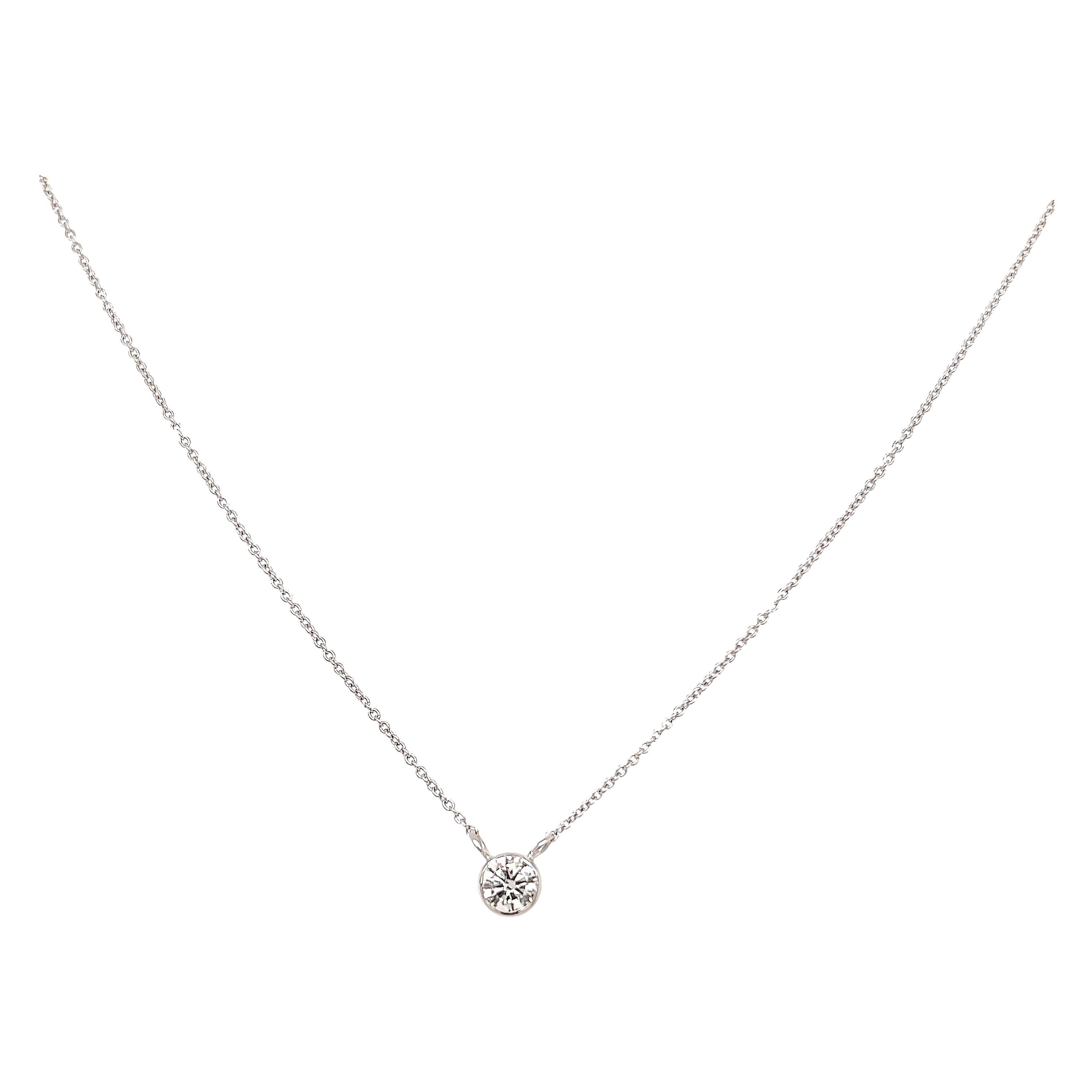 14 Karat White Gold Solitaire Pendant With One 0.30ct Round Brilliant G Si Diamond