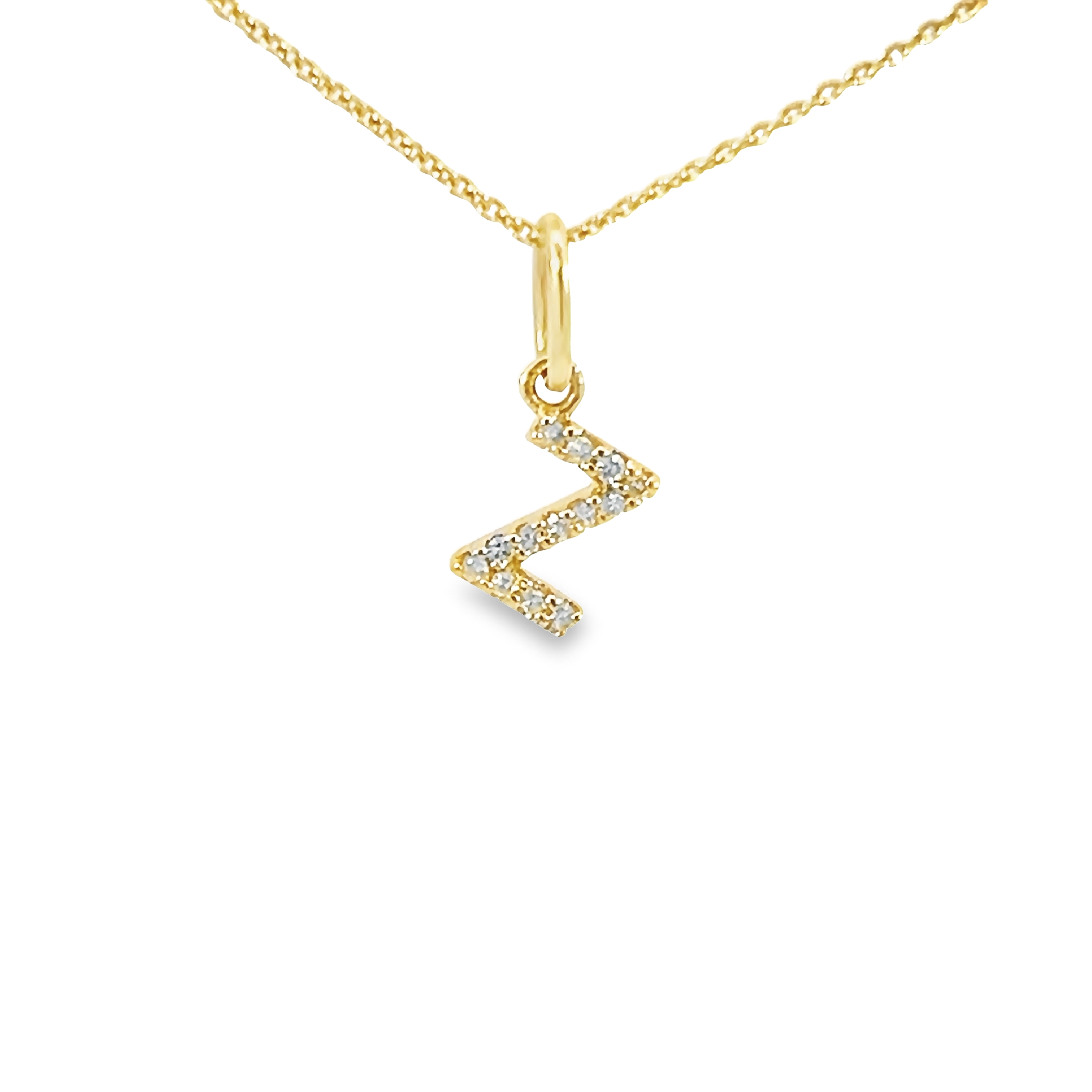 14k Yellow Gold Diamond Letter Z Charm