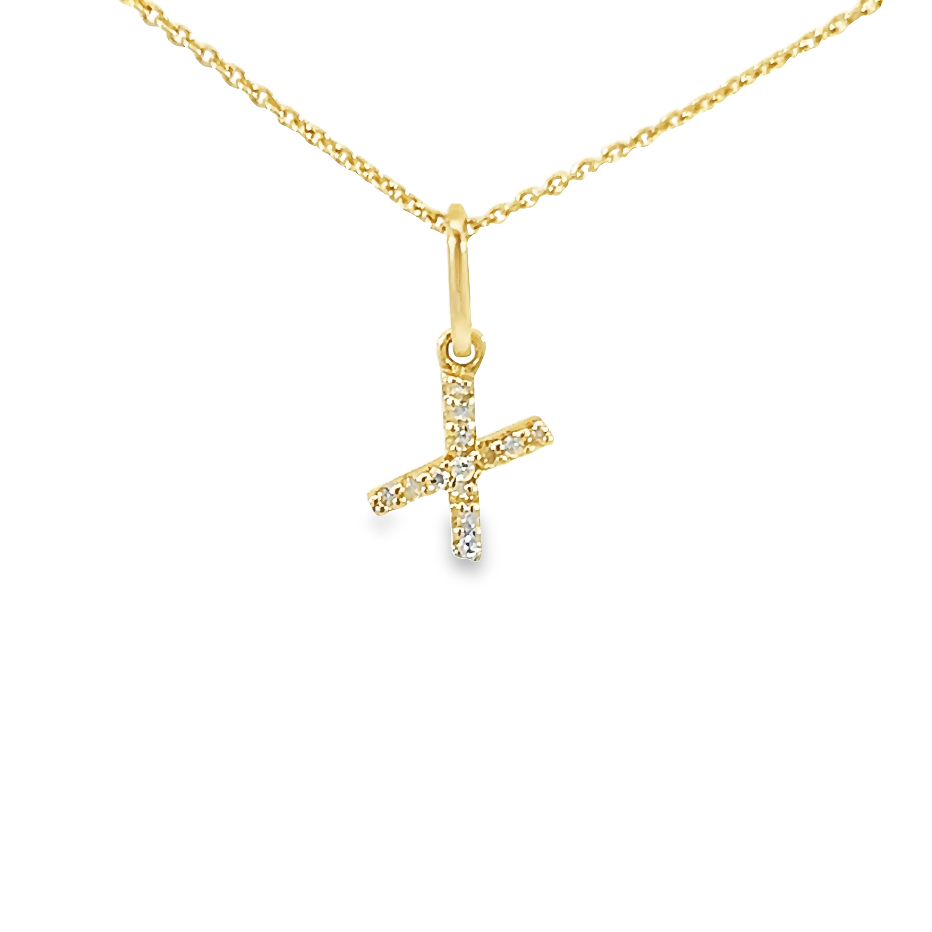 14 Karat Yellow Gold X Charm With 13=0.04tw Single Cut J I Diamonds