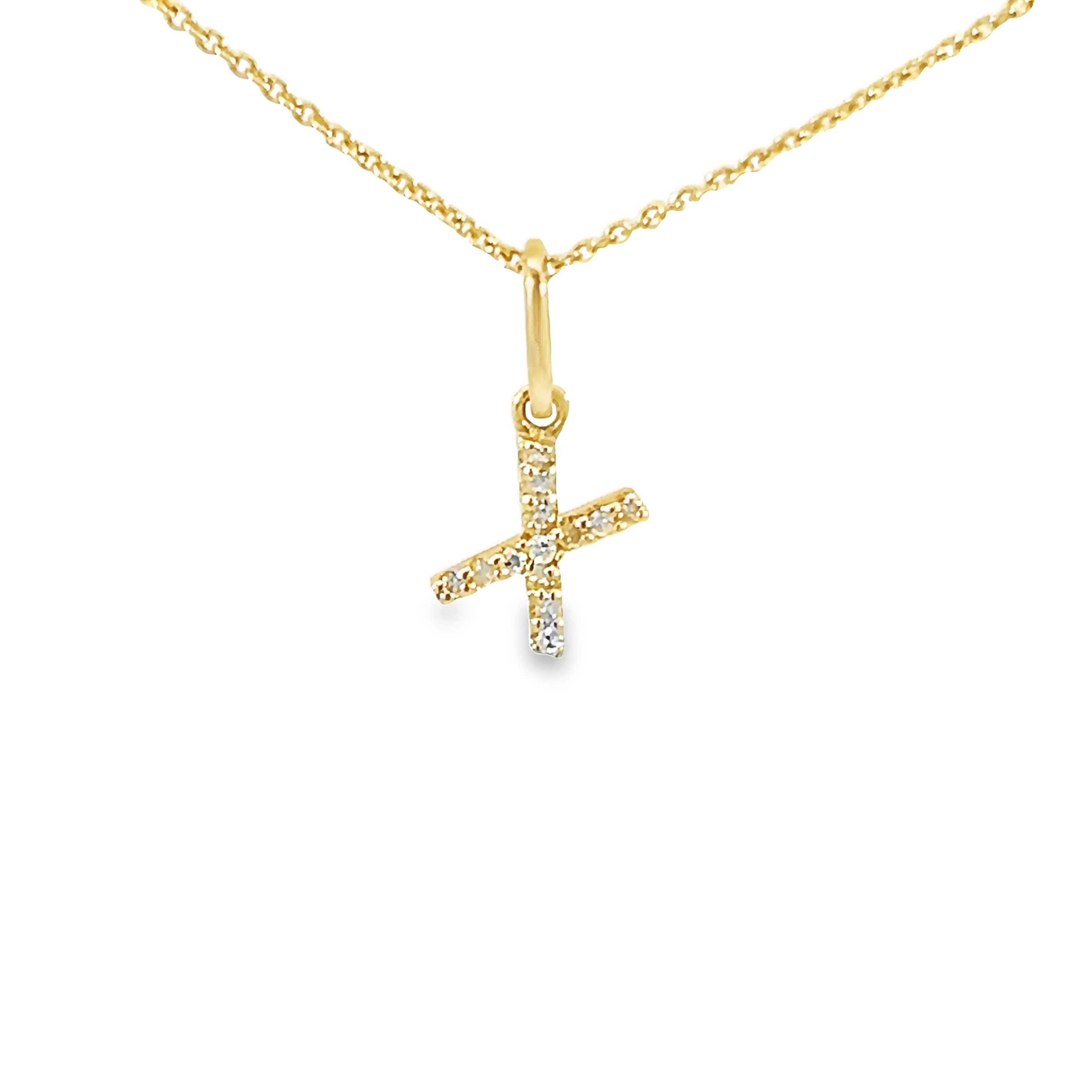 14k Yellow Gold Diamond Letter X Charm