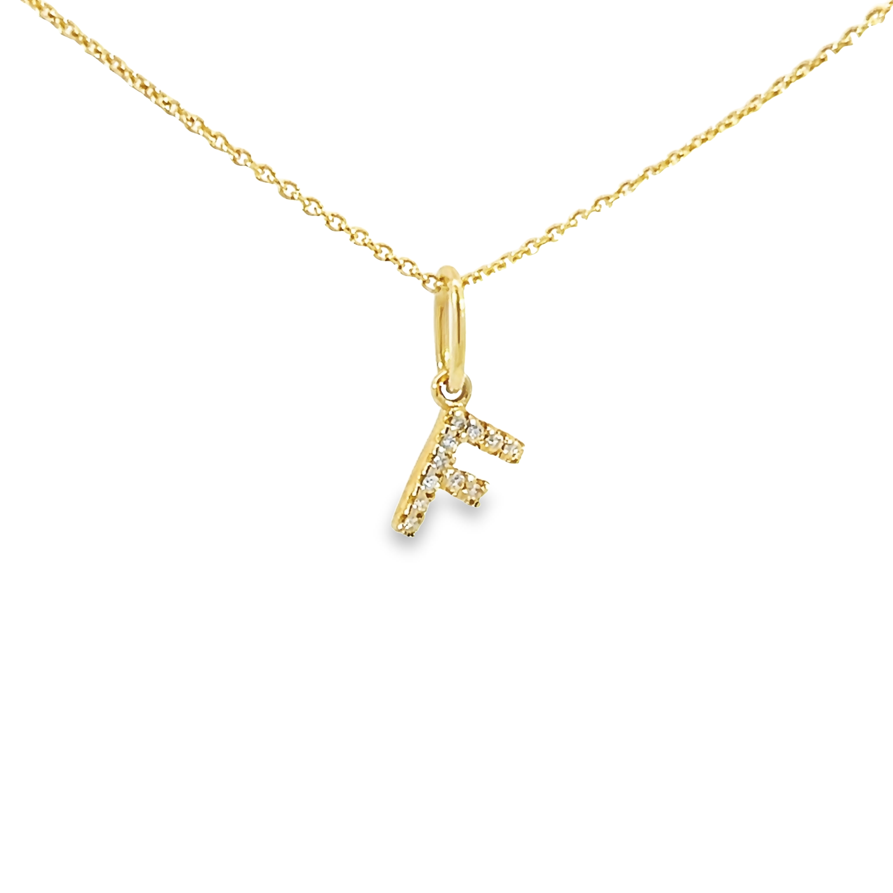 14k Yellow Gold Diamond Letter F Charm