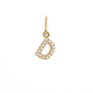 14 Karat Yellow Gold D Charm With 15=0.05tw Single Cut J I Diamonds