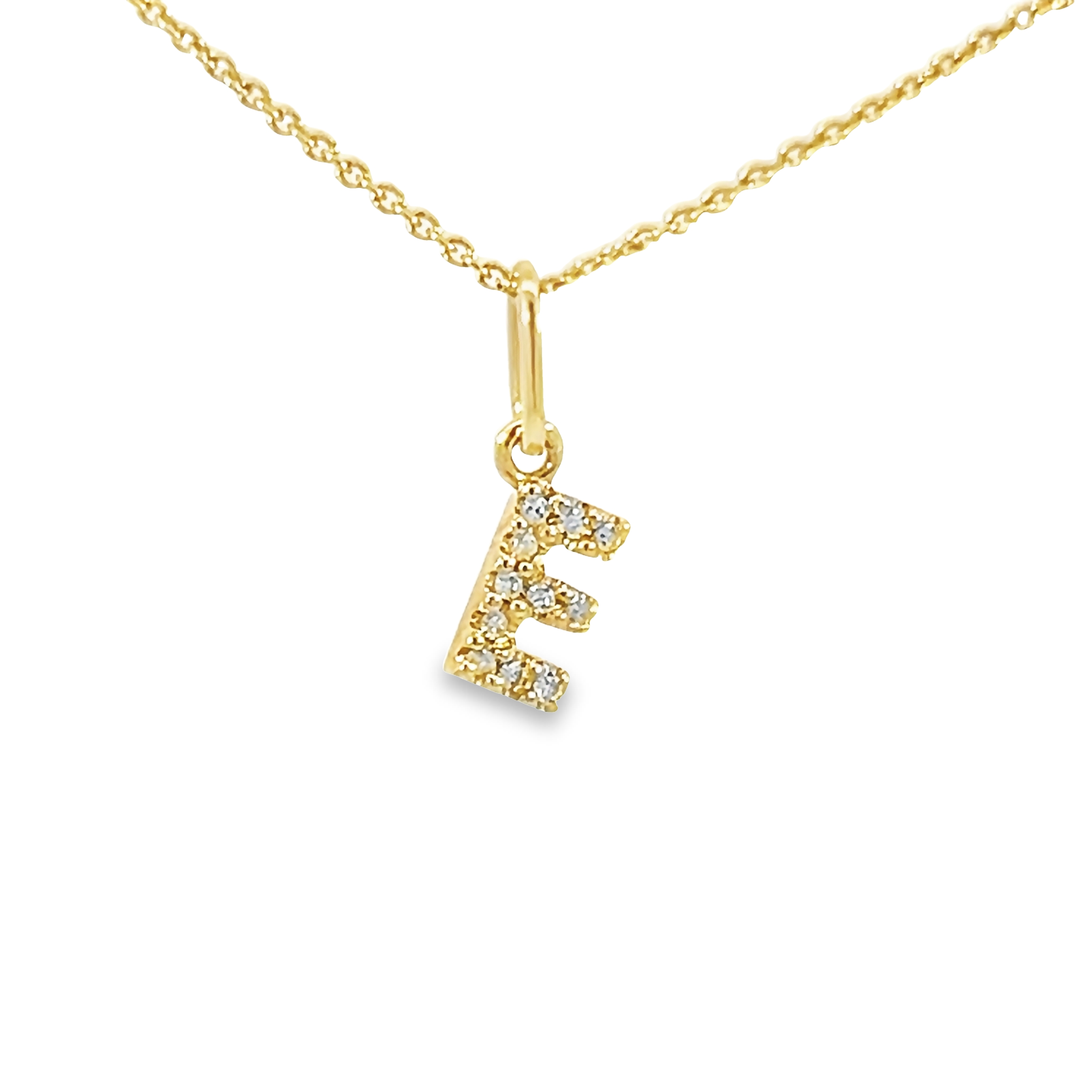 14k Yellow Gold Diamond Letter E Charm