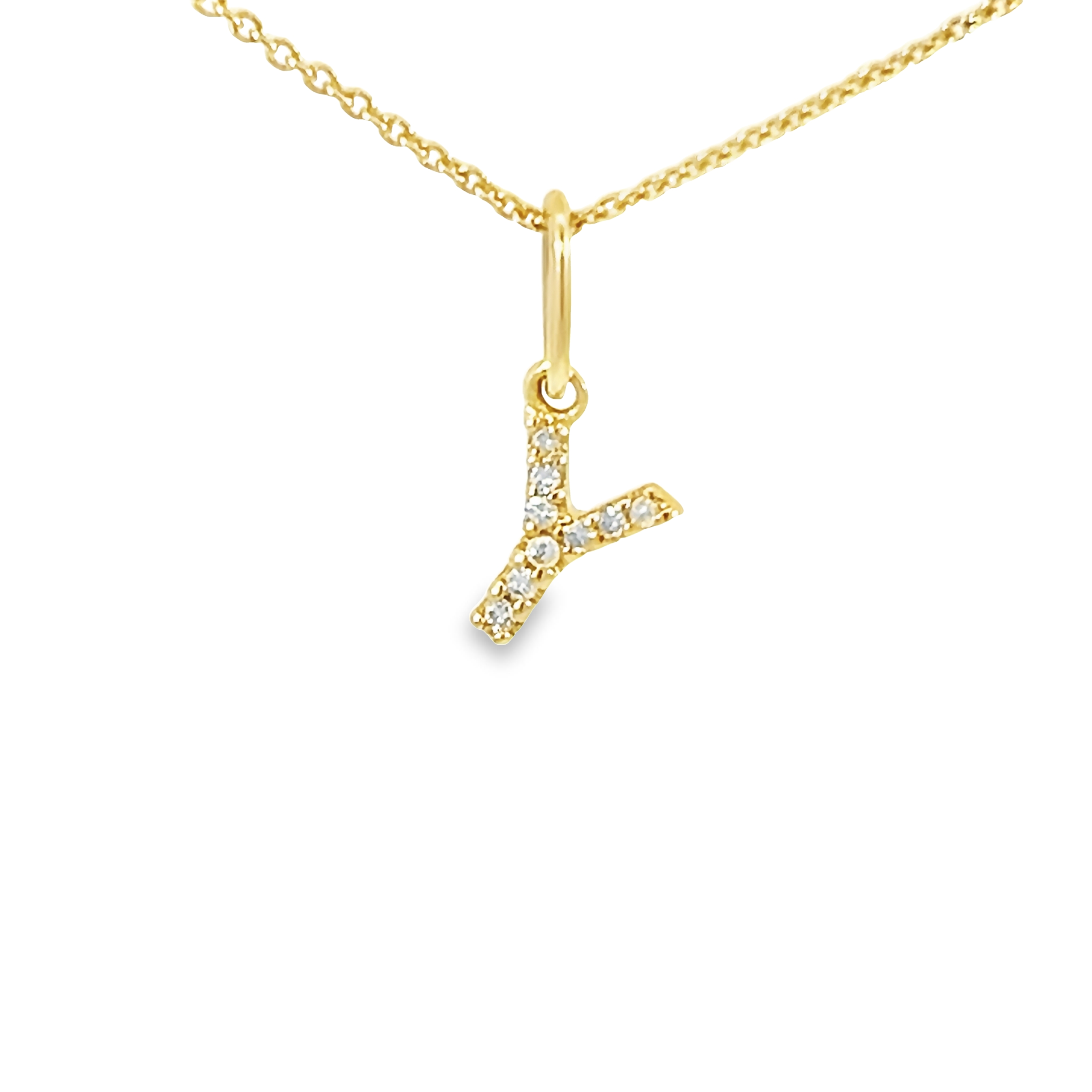 14k Yellow Gold Diamond Letter Charm