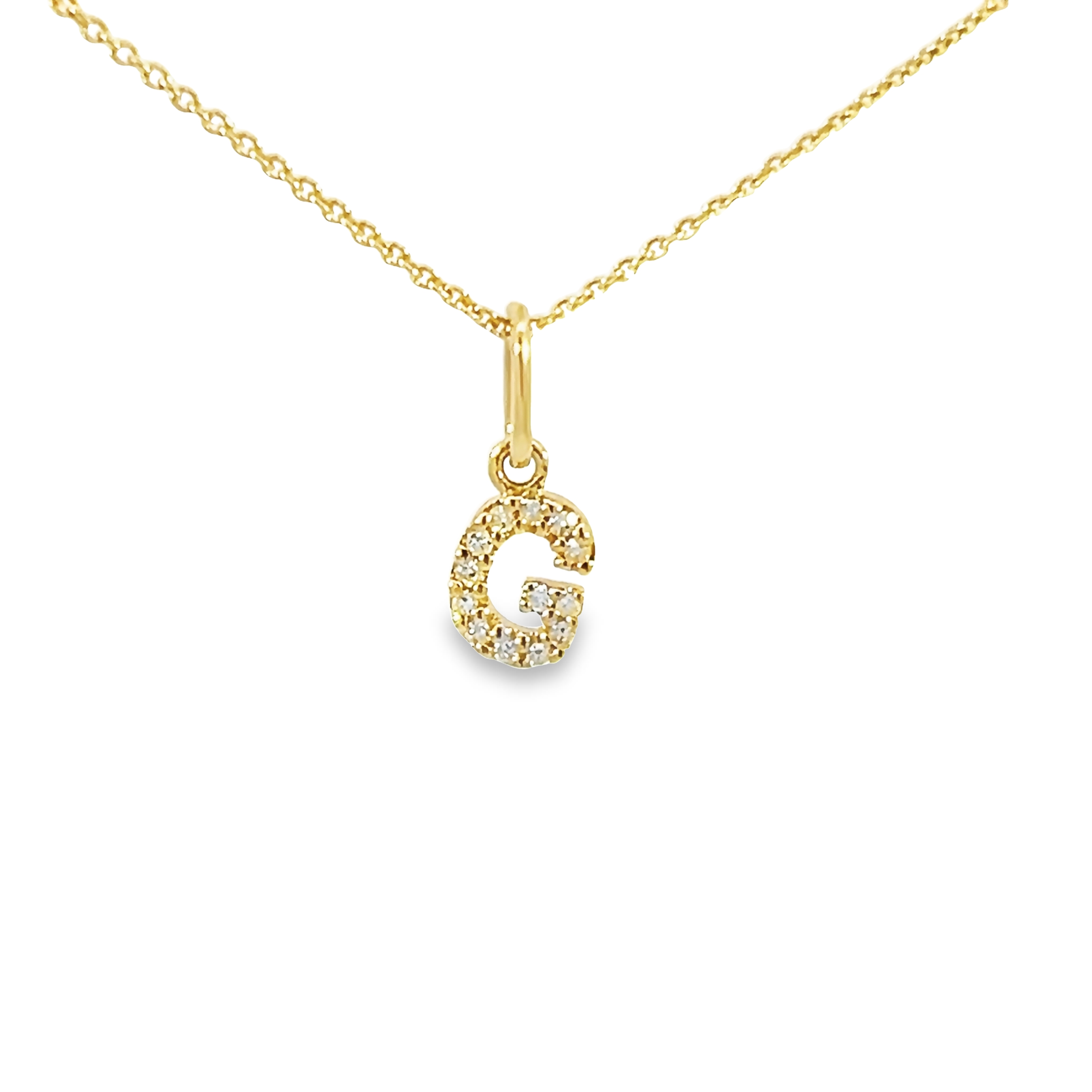 14 Karat Yellow Gold G Charm With 13=0.04tw Single Cut J I Diamonds