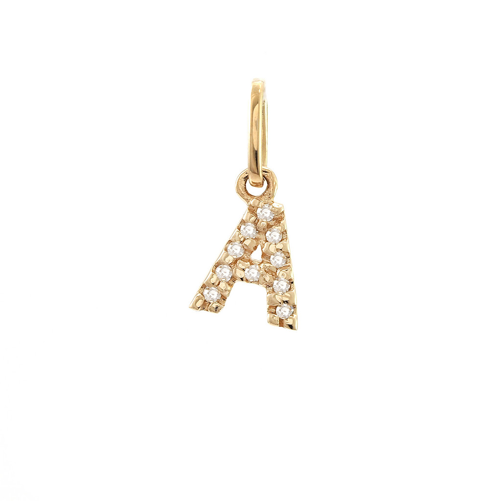 14 Karat Yellow Gold A Charm With 10=0.03 Total Weight Single Cut G I Diamonds