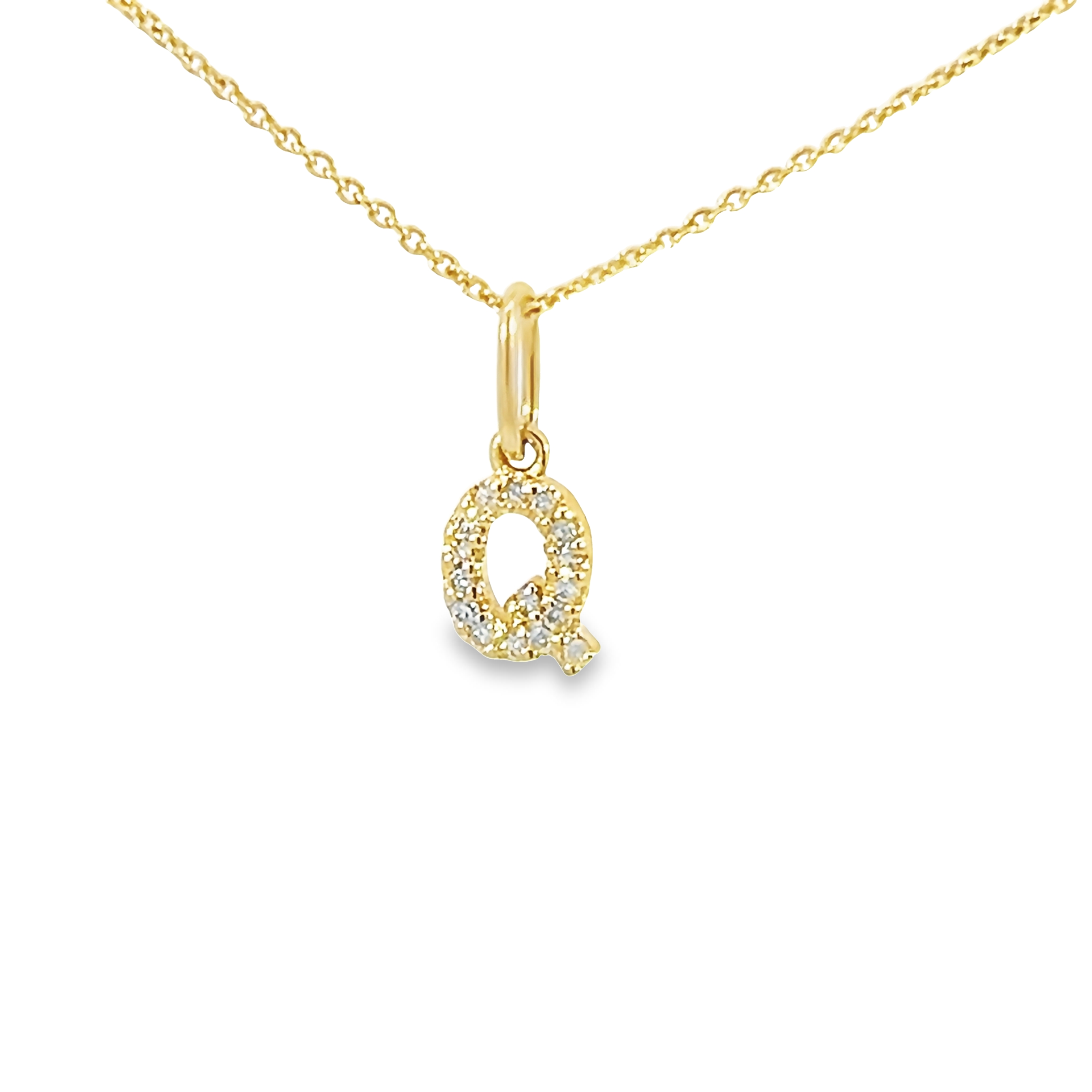 14k Yellow Gold Diamond Letter Pendant