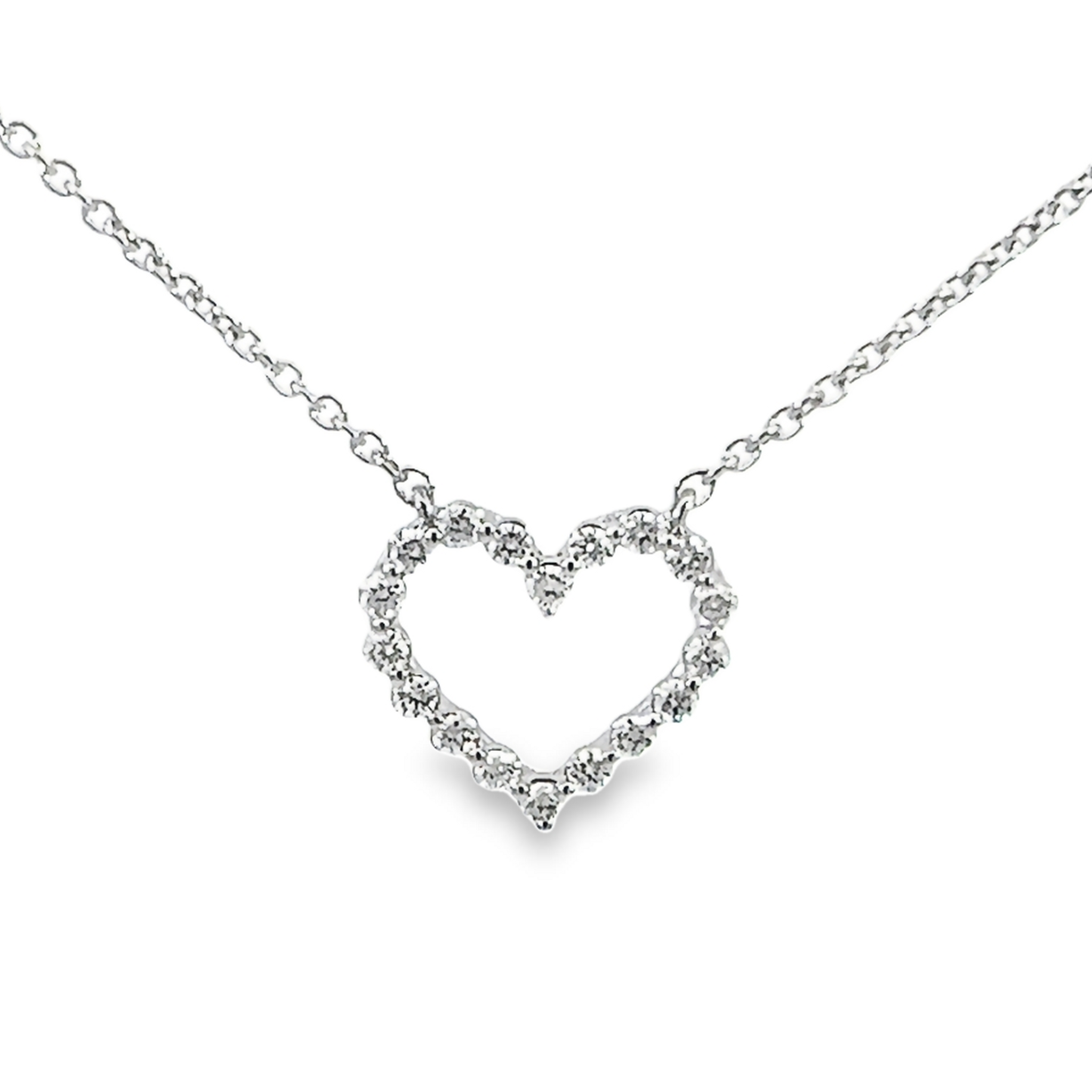 14k White Gold Diamond Heart Necklace - 001-160-01471