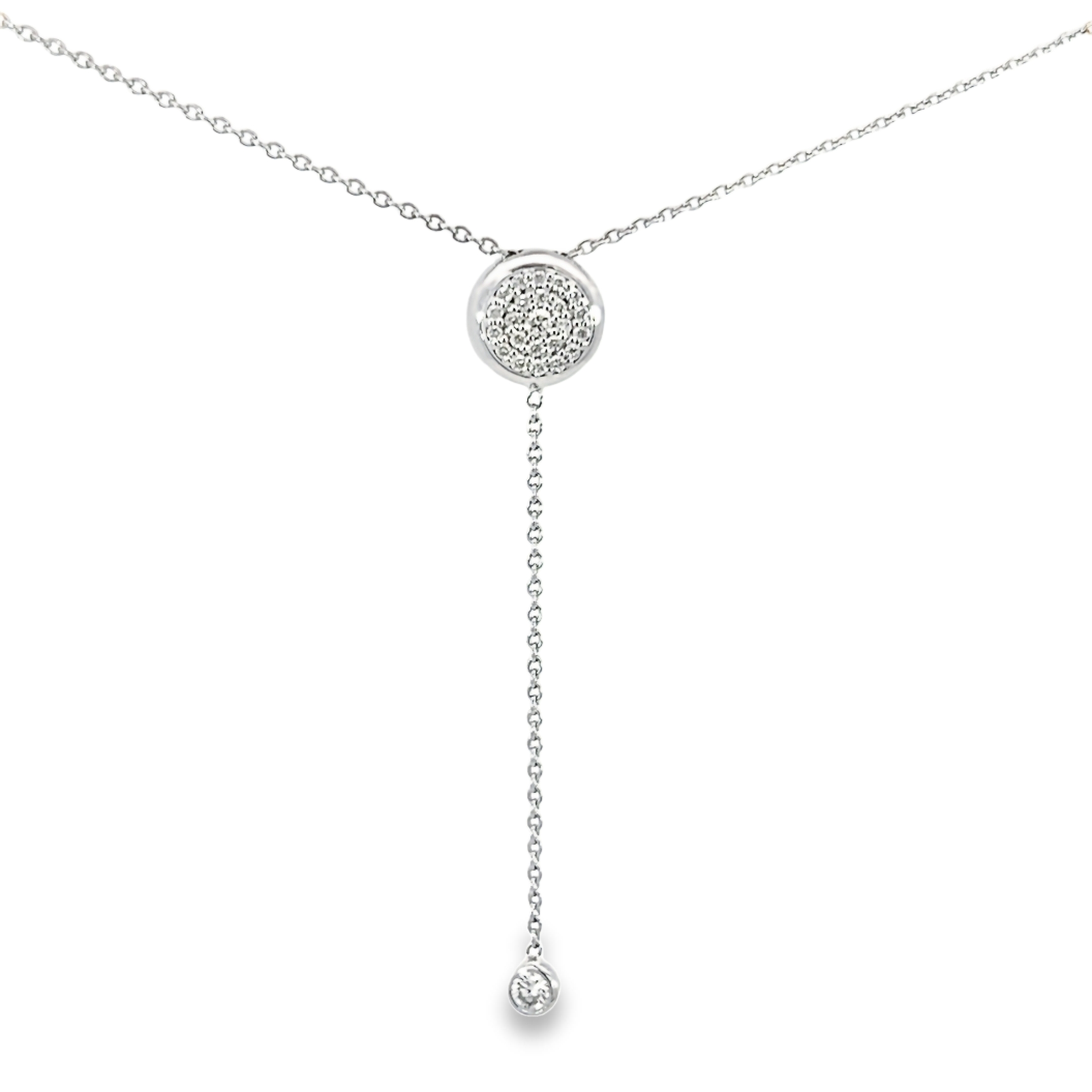 14k White Gold Diamond Drop Pendant Necklace
