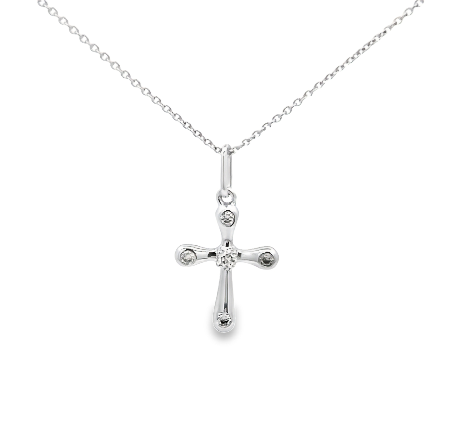 14k White Gold Cross Pendant Necklace