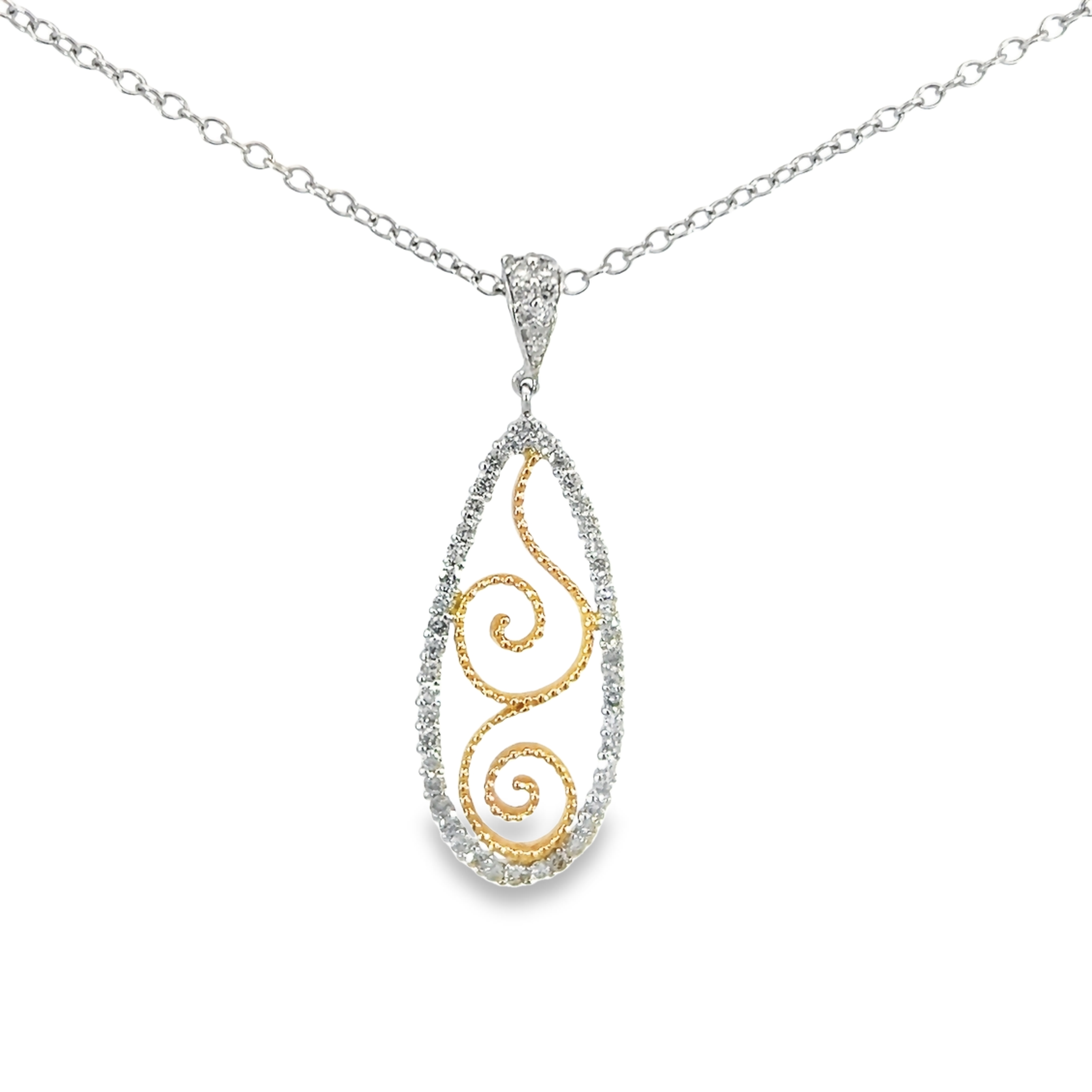14k White Gold Free Form Pendant Necklace