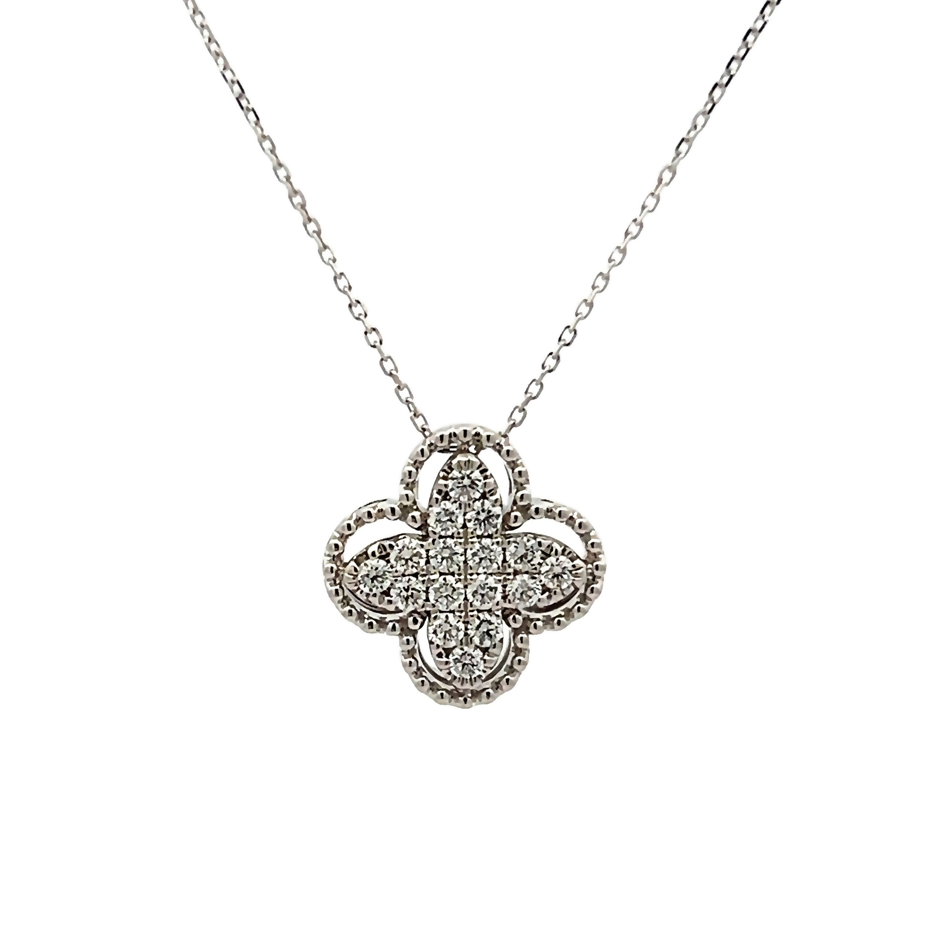 14k White Gold Diamond Pendant Necklace