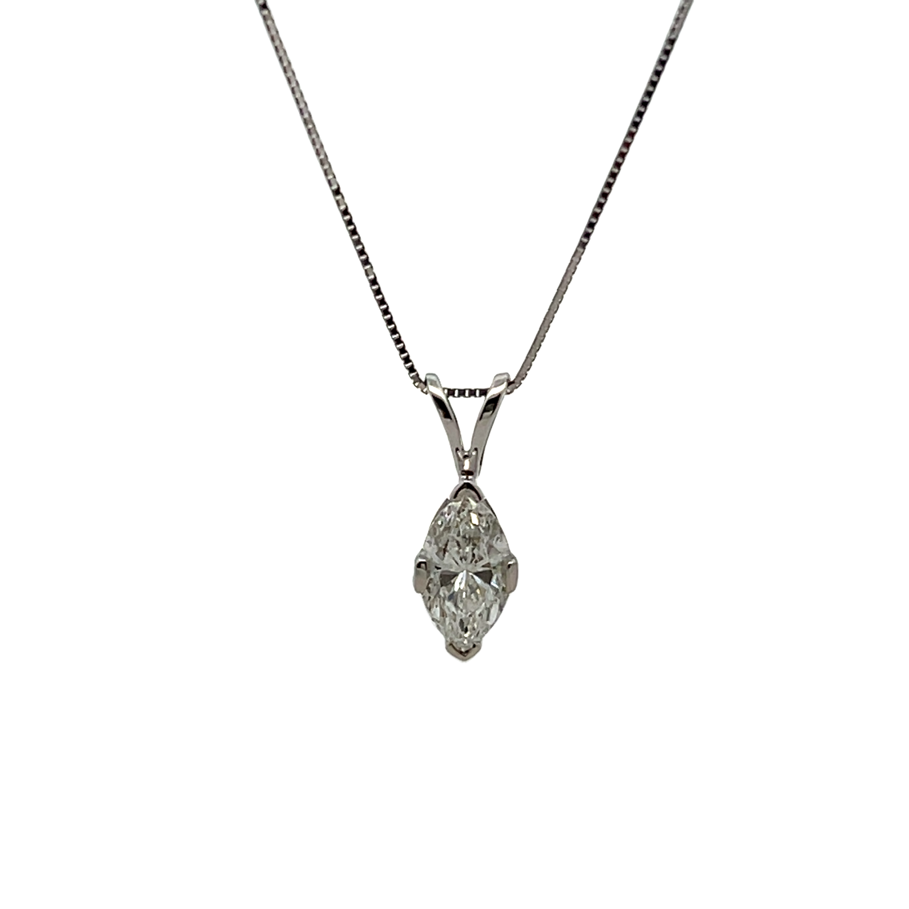 14k White Gold Diamond Solitaire Necklace